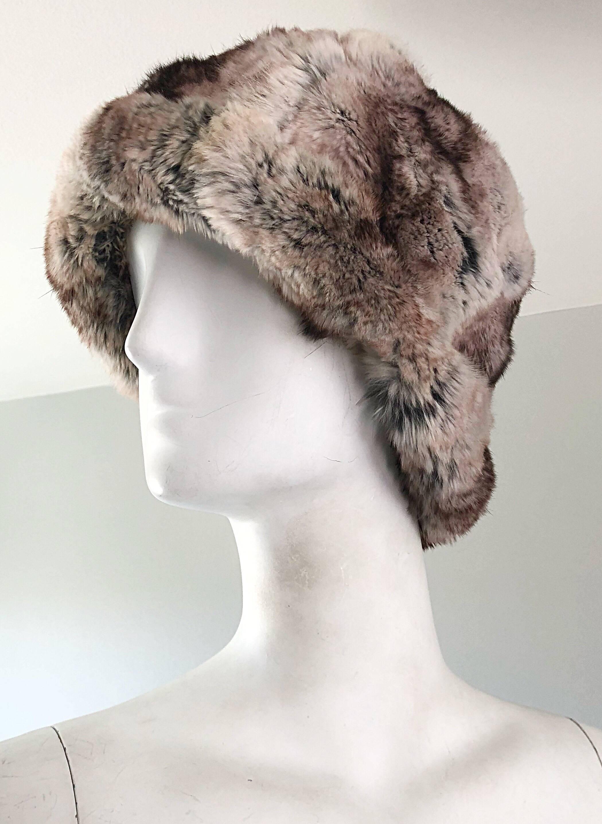 1960s Christian Dior by Marc Bohan Chinchilla Fur 60s Vintage Hat and Scarf In Excellent Condition In San Diego, CA