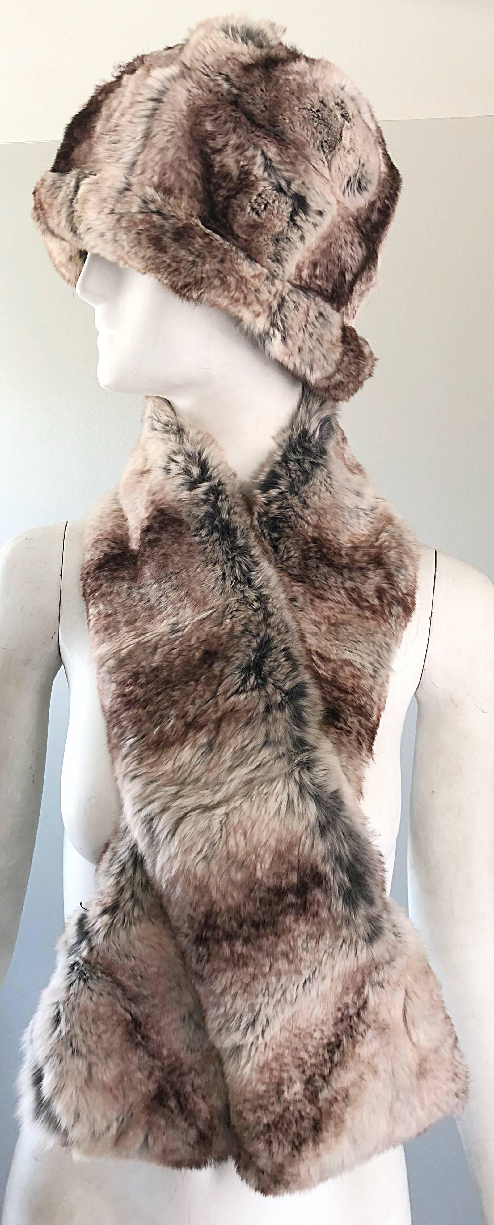 1960s Christian Dior by Marc Bohan Chinchilla Fur 60s Vintage Hat and Scarf 1