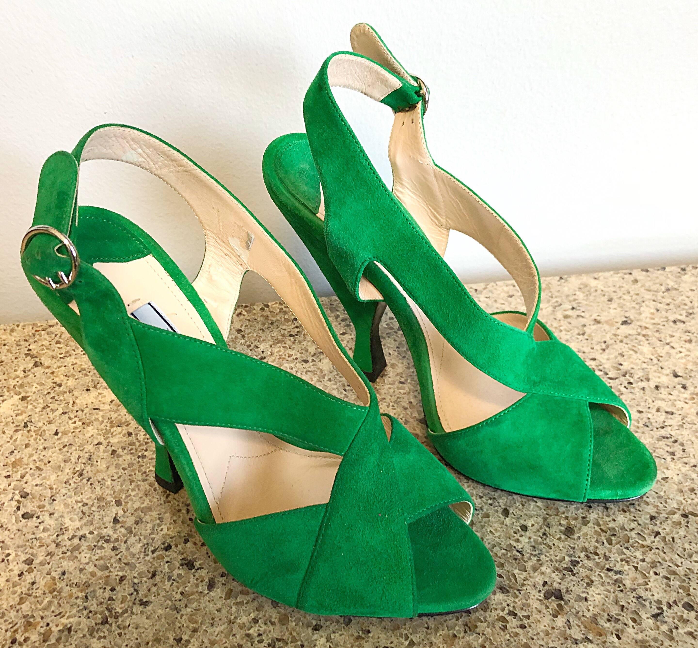 prada green heels