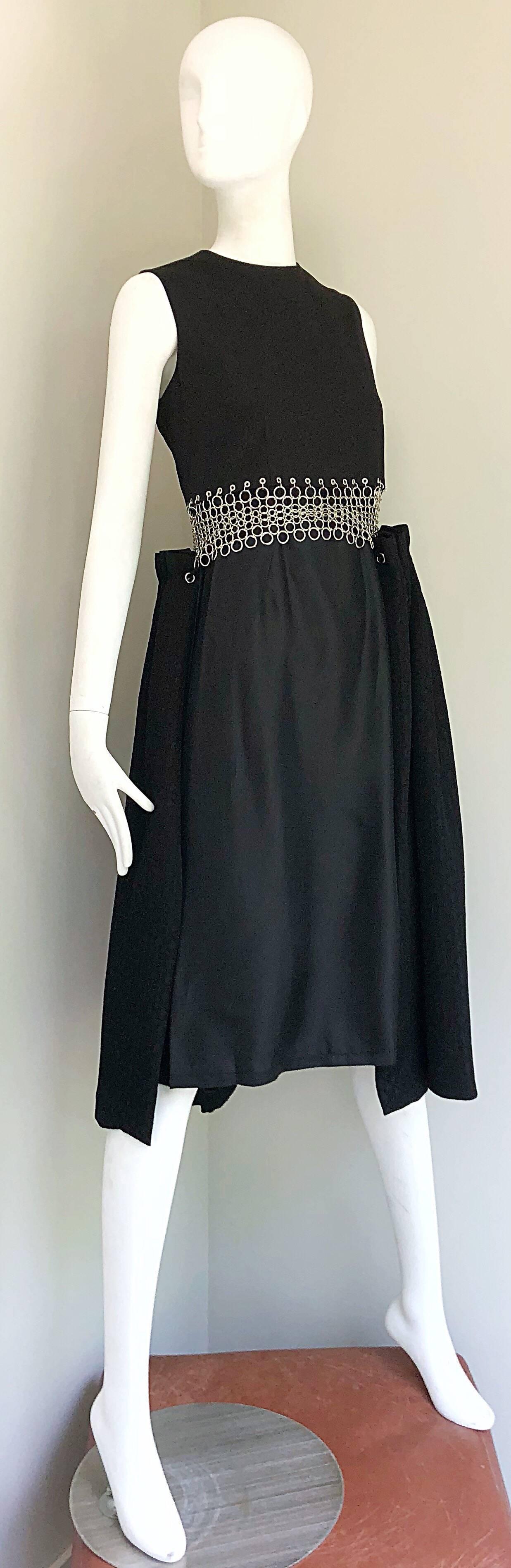New Comme Des Garcons Noir Kei Ninomiya Black + Silver Grommets Cotton Dress In New Condition For Sale In San Diego, CA
