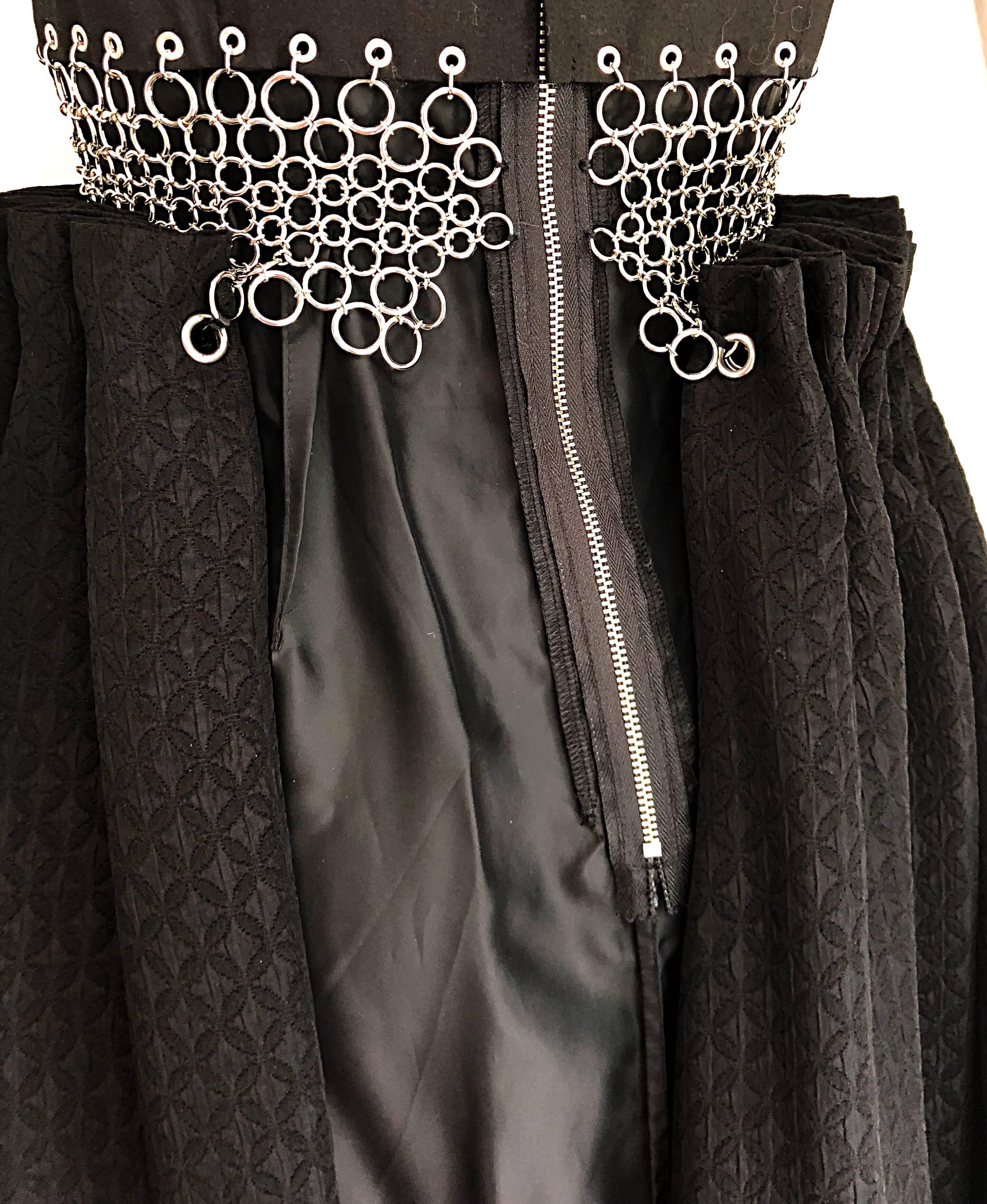 Women's New Comme Des Garcons Noir Kei Ninomiya Black + Silver Grommets Cotton Dress For Sale