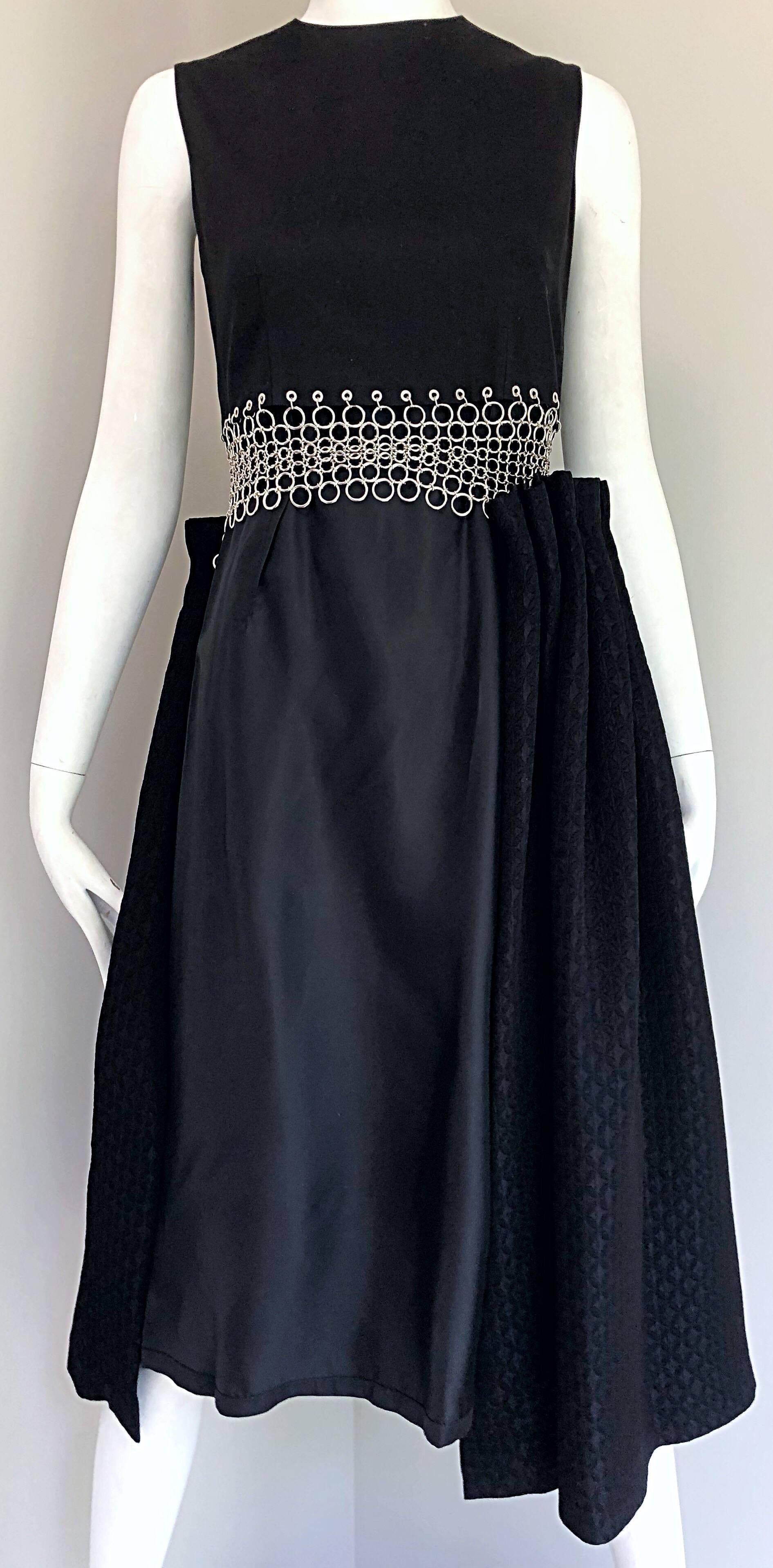 New Comme Des Garcons Noir Kei Ninomiya Black + Silver Grommets Cotton Dress For Sale 2