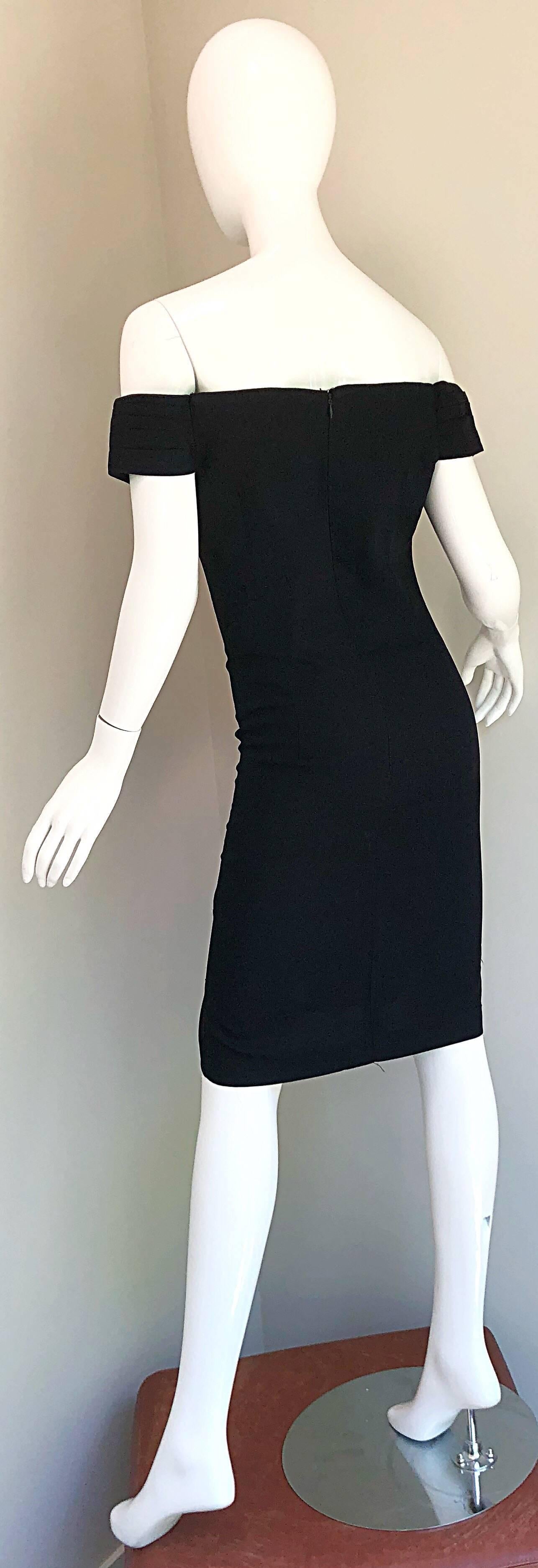 Sexy 1990s Size 10 / 12 Avant Garde Off Shoulder Rhinestone 90s Vintage Dress For Sale 2