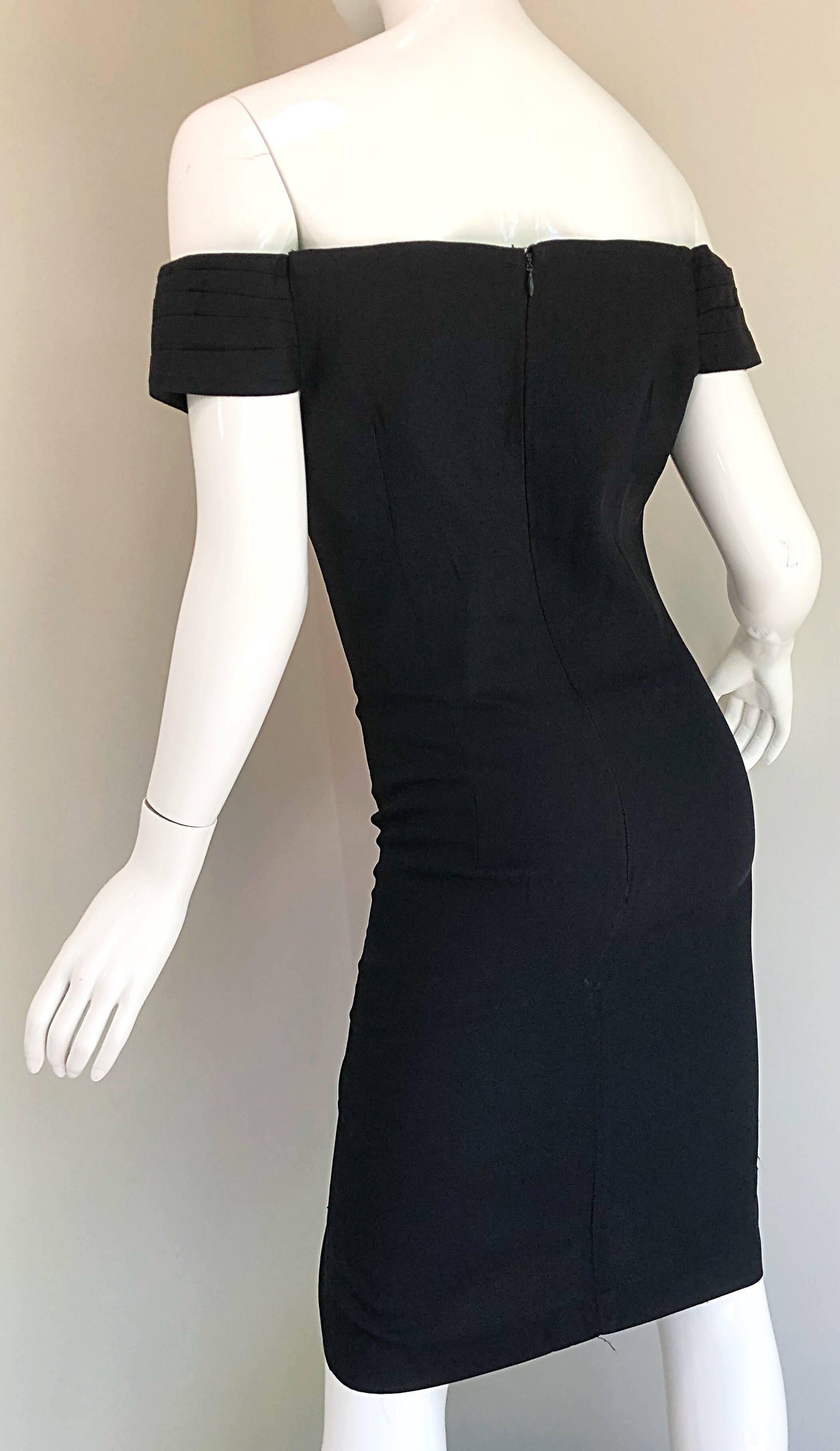 Sexy 1990s Size 10 / 12 Avant Garde Off Shoulder Rhinestone 90s Vintage Dress For Sale 8
