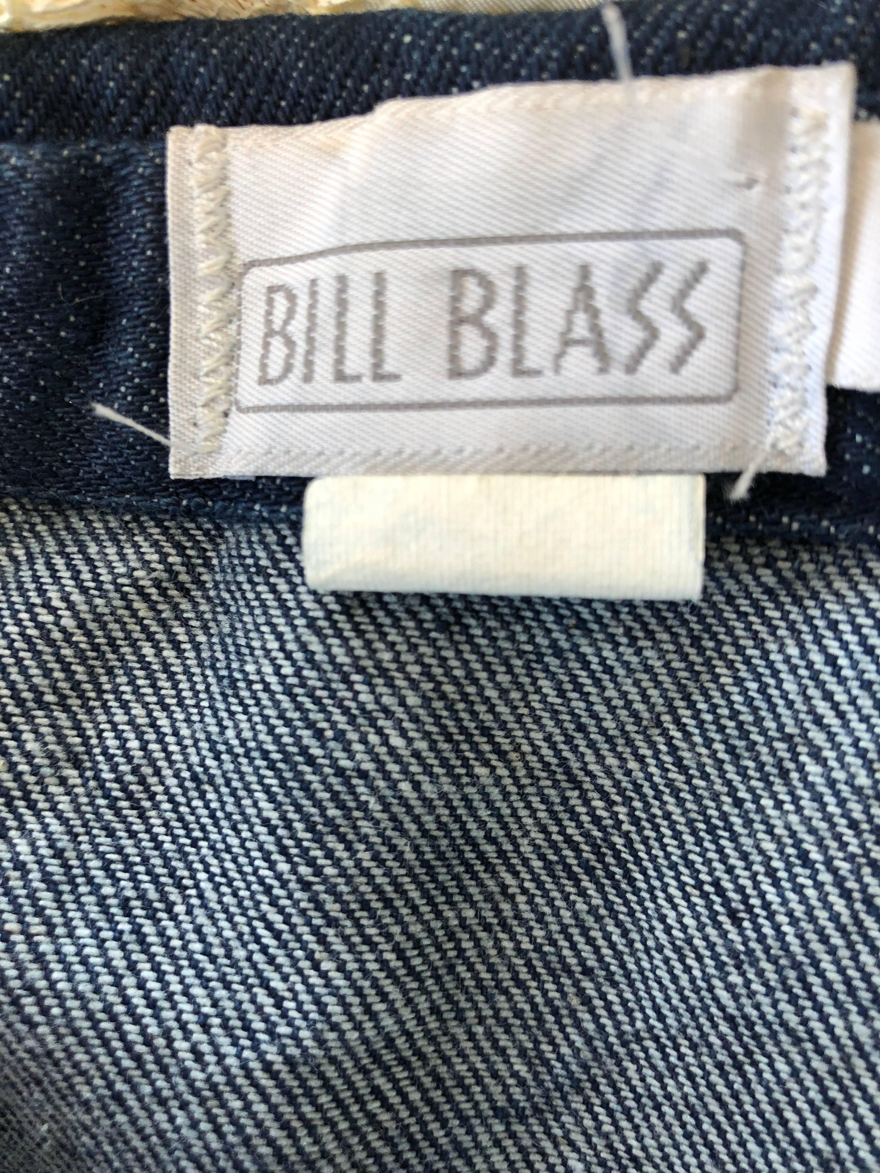 Vintage 1980s Bill Blass Blue Jean Dark Indigo 80s Denim Fitted Blazer Jacket For Sale 8