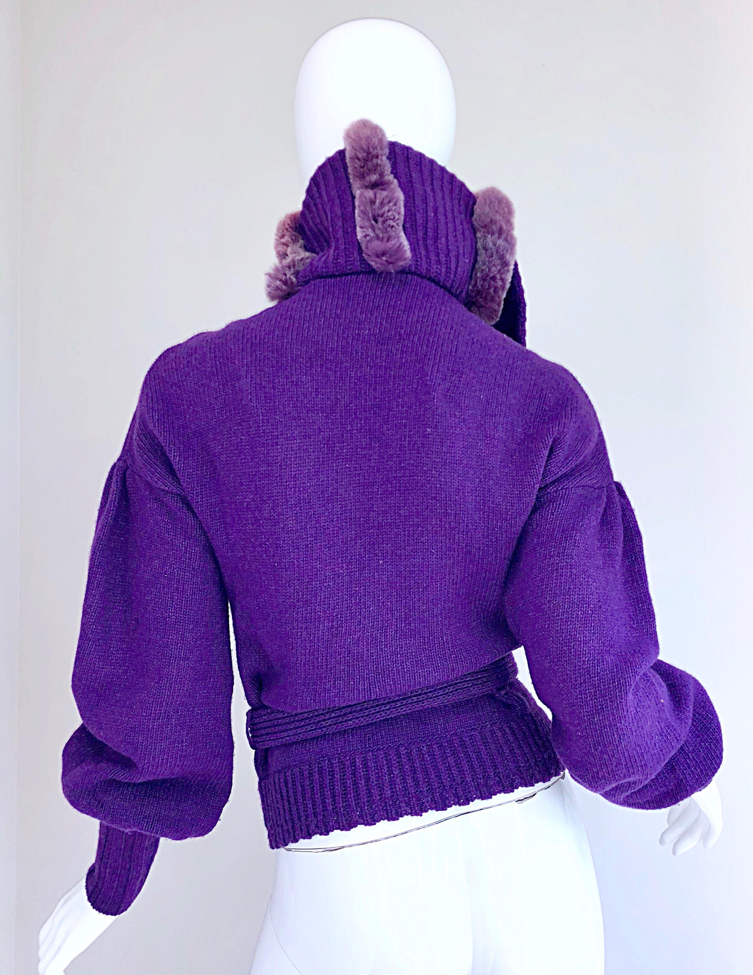 purple fur sweater