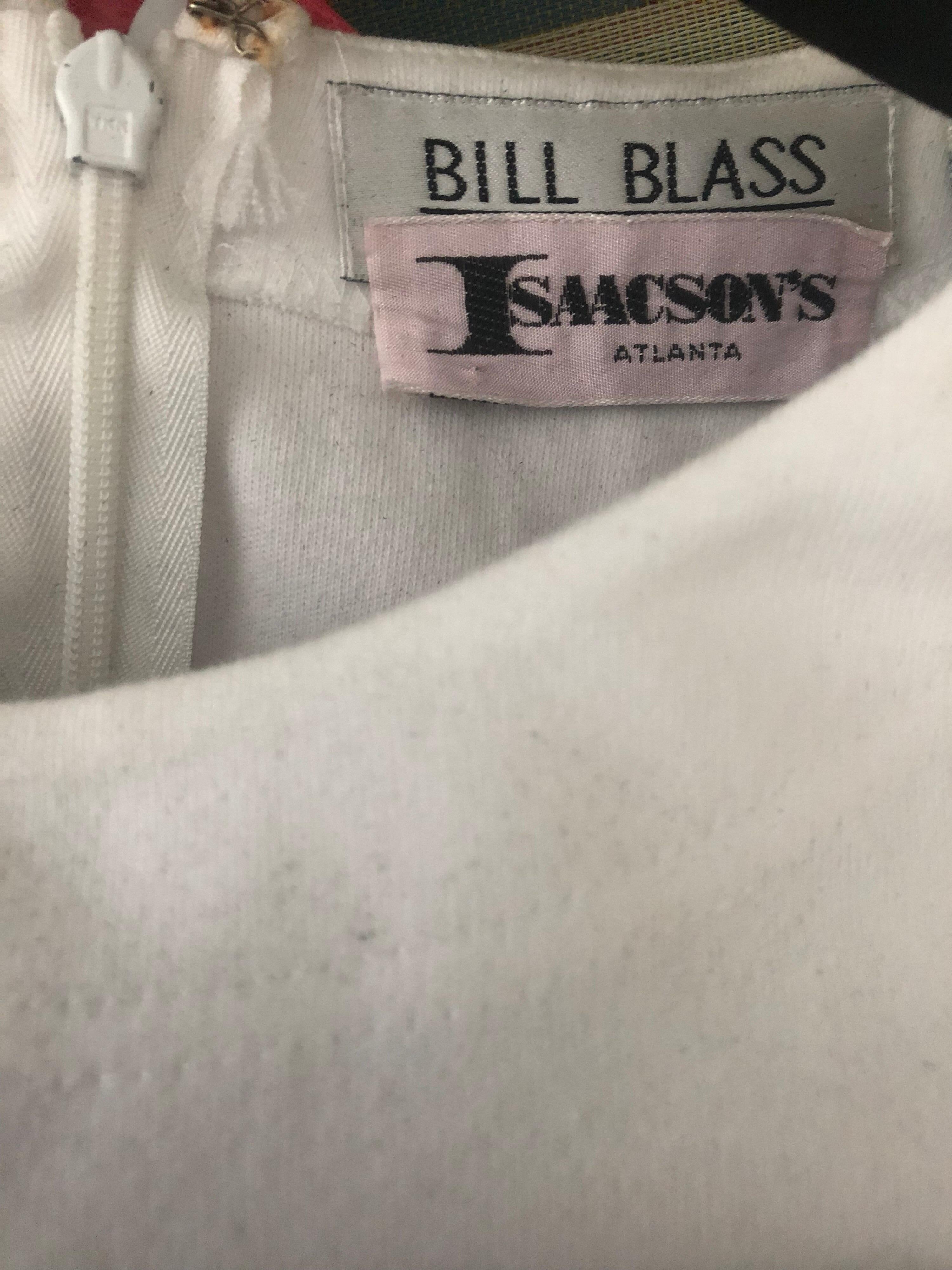 1990s Bill Blass Logo Mania White + Gold Vintage 90s Sweatshirt Dress Medium For Sale 11