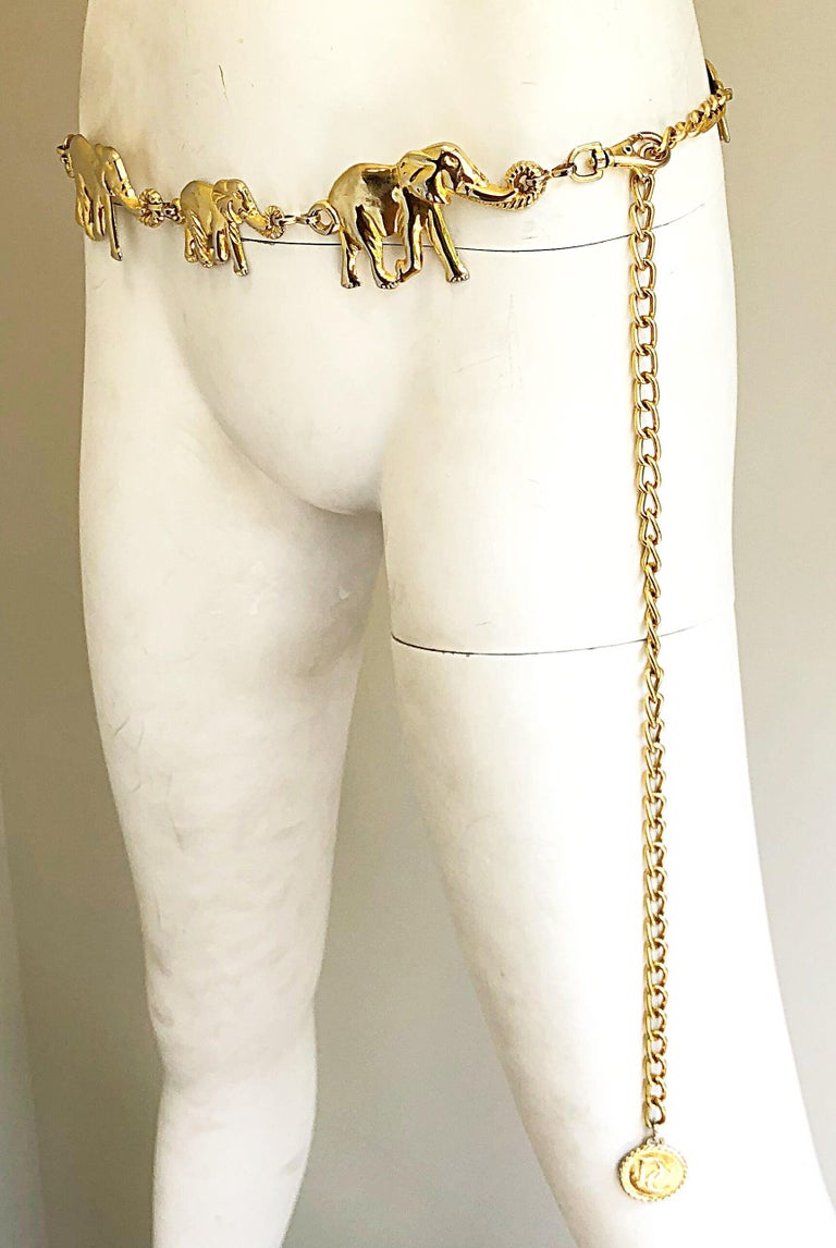 Amazing 1990s Gold Metal Elephant Novelty Vintage 90s Chain  display picture 1