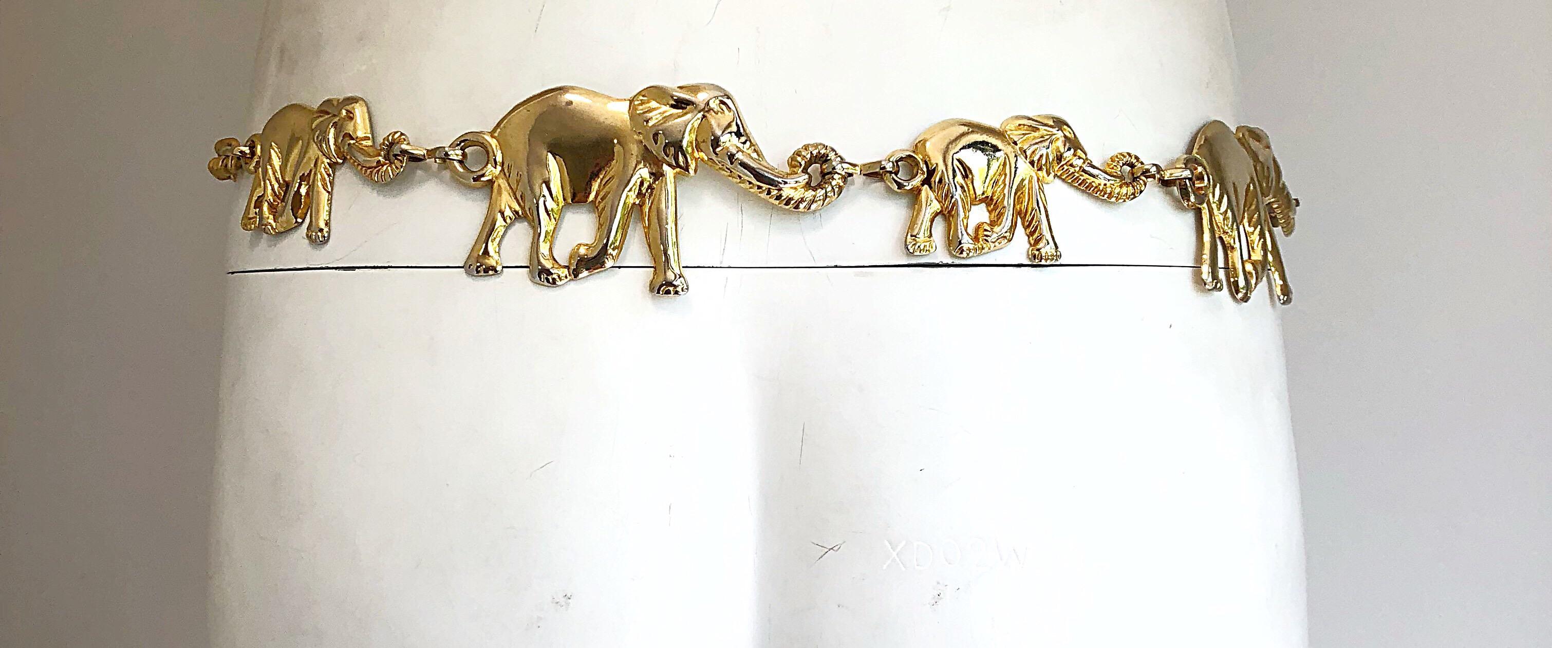 1990er Jahre Gold Metall Elefant Neuheit Vintage 90er Jahre Kette Bold Belt / Halskette Damen im Angebot