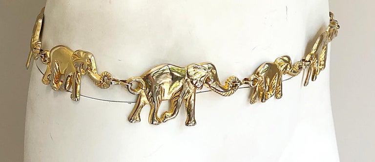 Amazing 1990s Gold Metal Elephant Novelty Vintage 90s Chain  display picture 3