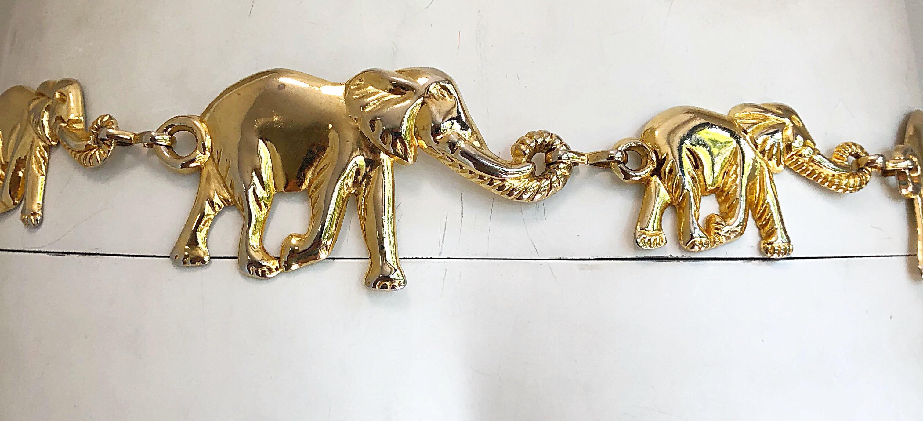 1990er Jahre Gold Metall Elefant Neuheit Vintage 90er Jahre Kette Bold Belt / Halskette im Angebot 5