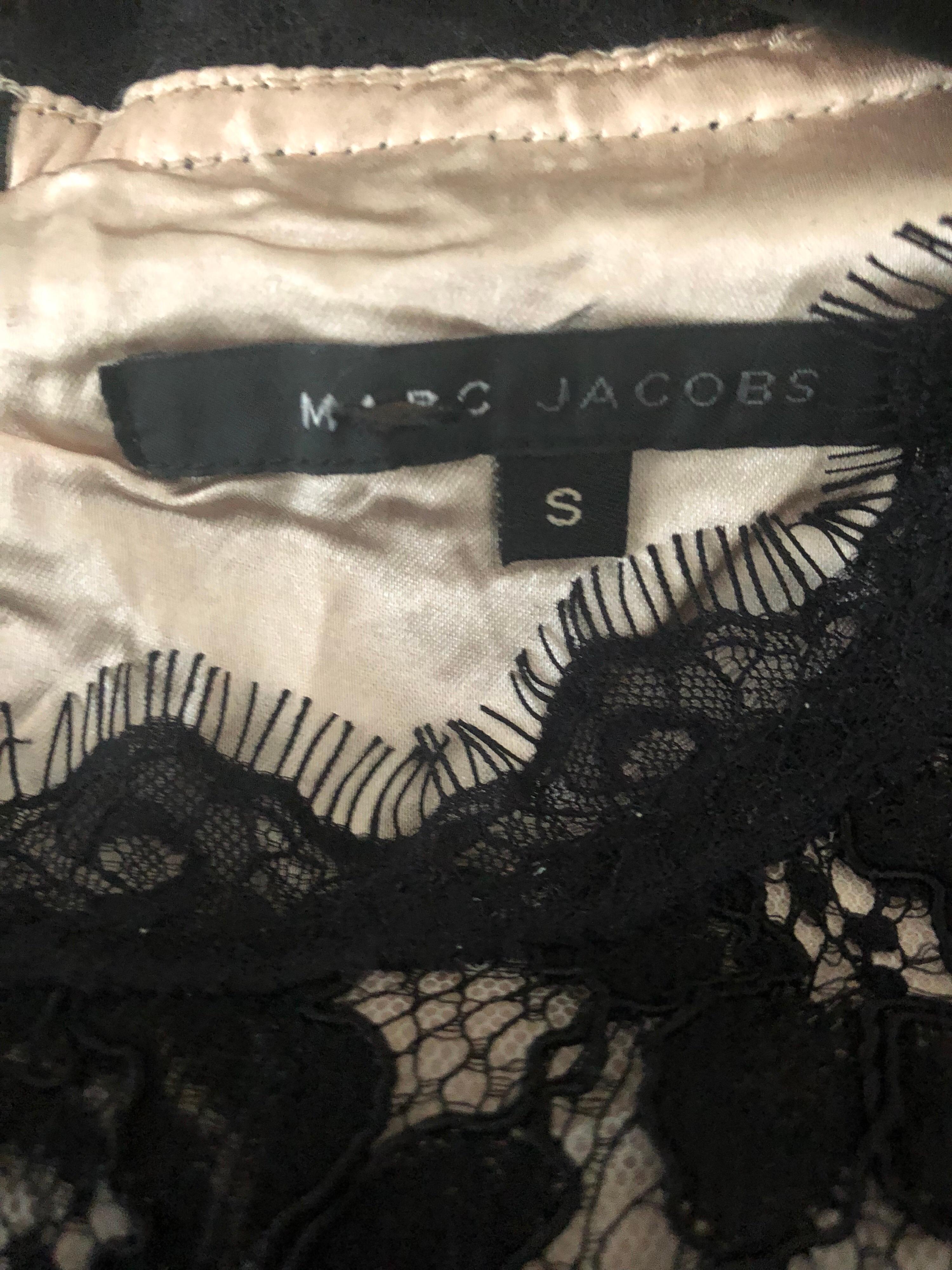 Marc Jacobs Anfang der 2000er Jahre Schwarzes und weißes kariertes Minikleid aus Spitze mit Hahnentrittmuster im Angebot 12