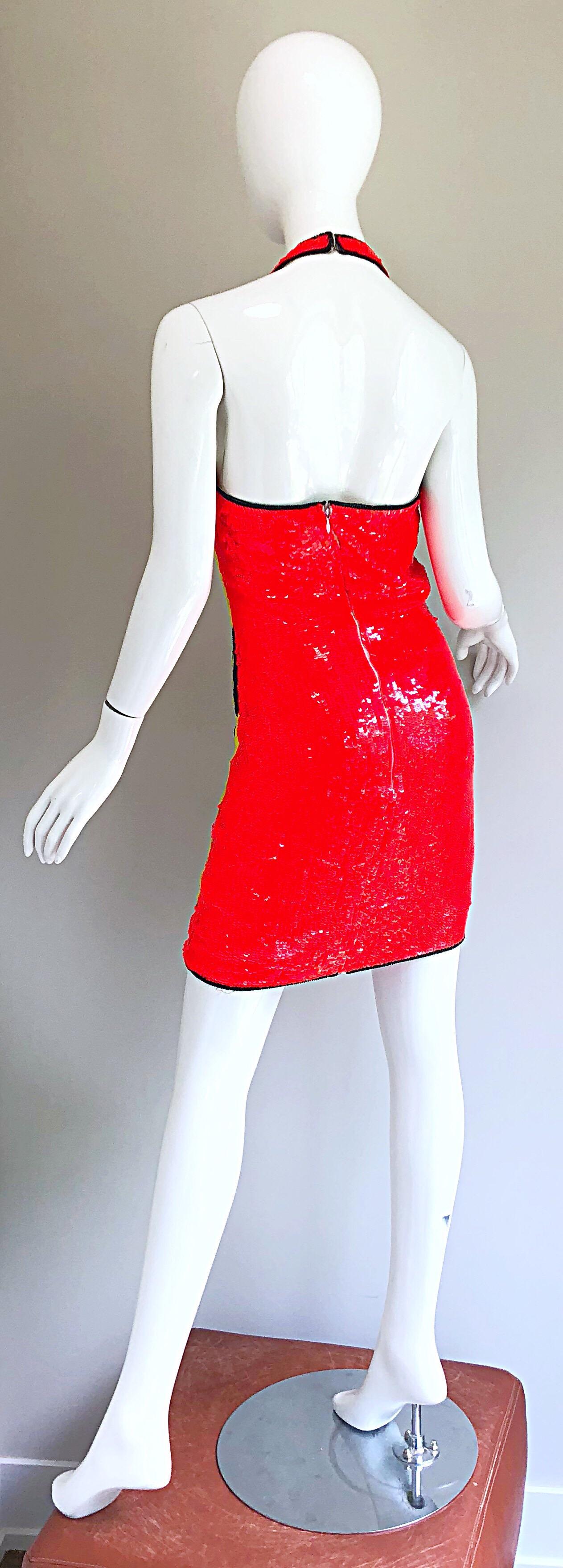 1980s Philippe Albert Pop Art Lichtenstein Sequined Beaded Vintage 80s Dress For Sale 4