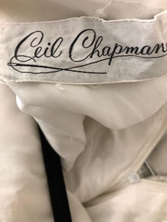 Ceil Chapman 1960s White + Silver Silk Brocade Vintage 60s Midi Dress Gown