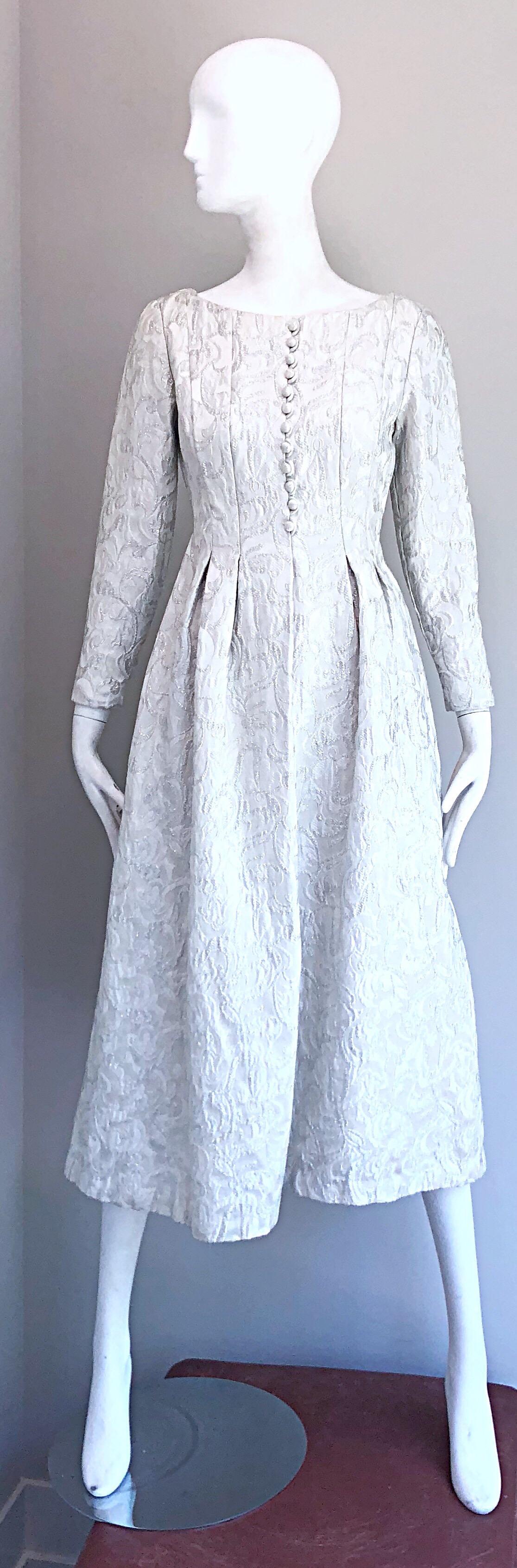 white brocade dress