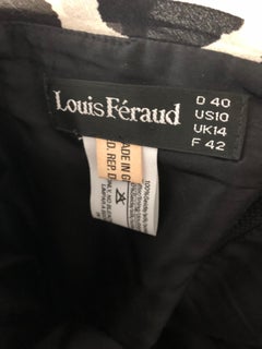 1990s Louis Feraud Size 8 Black and White Vintage Strapless Chiffon Dress