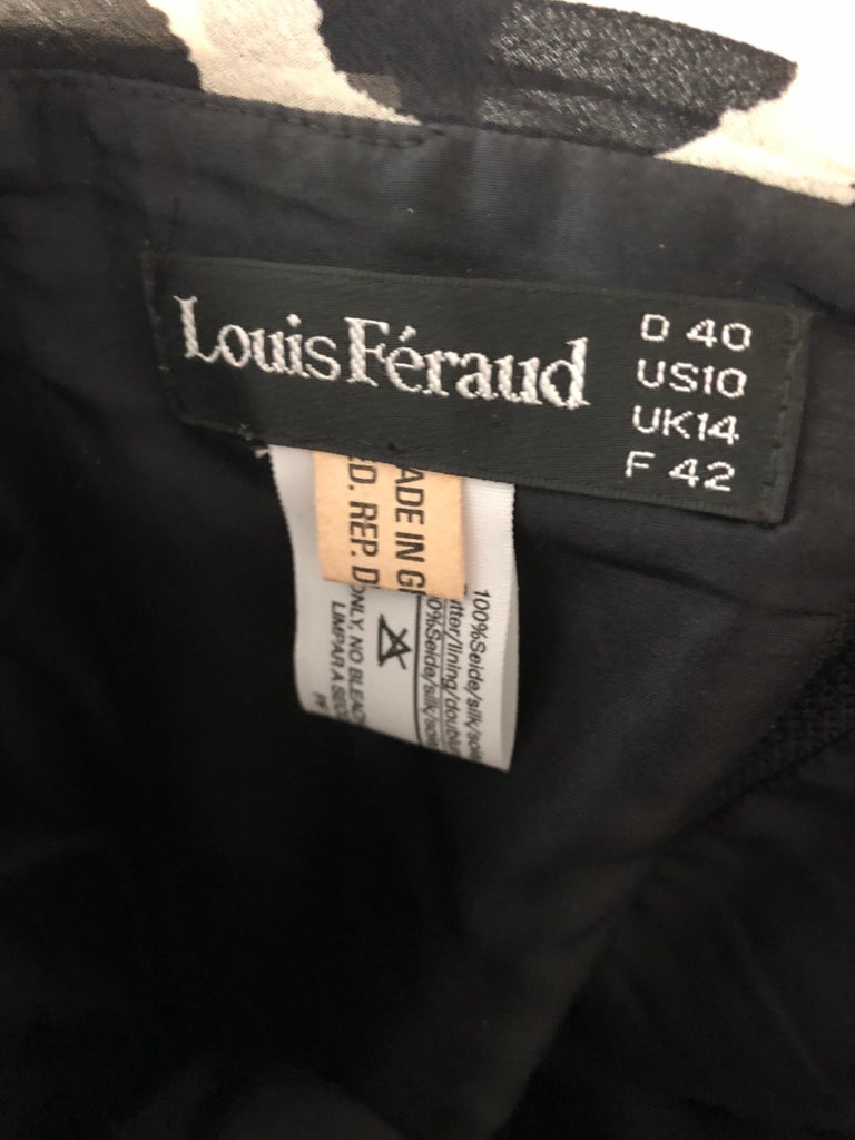 1990s Louis Feraud Size 8 Black and White Vintage Strapless Chiffon ...