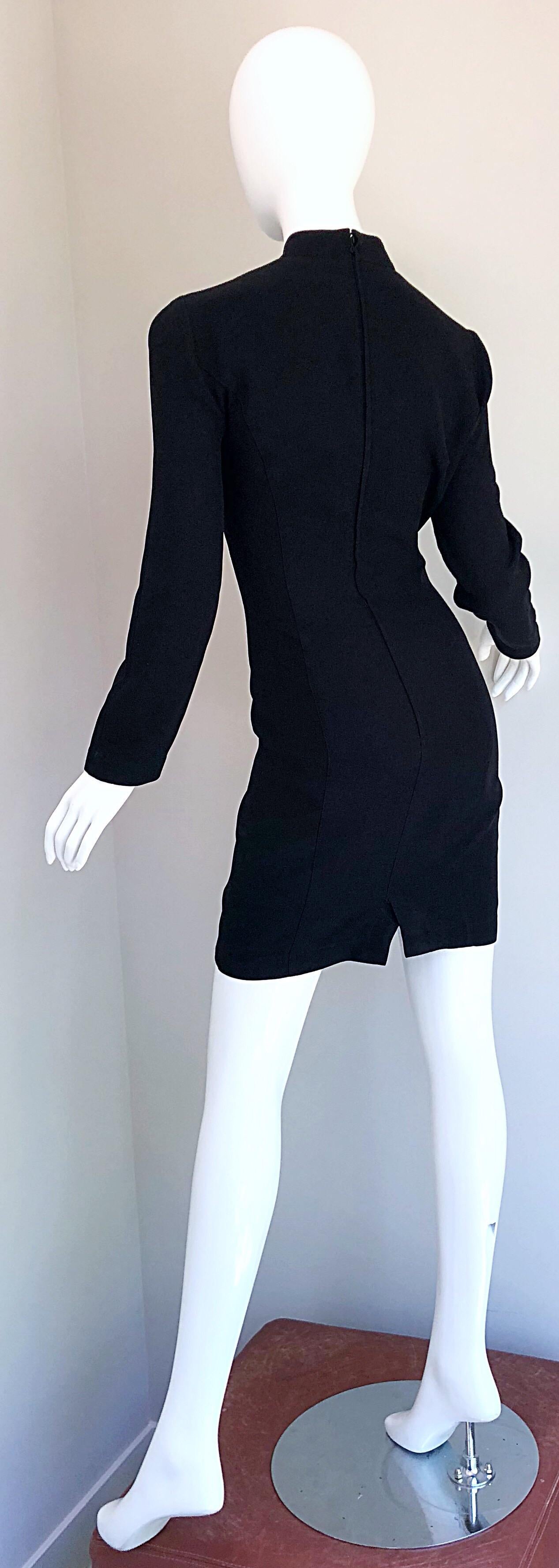 Iconic Vintage Thierry Mugler 80s Bondage Inspired Cut - Out Black 1980s Dress For Sale 3