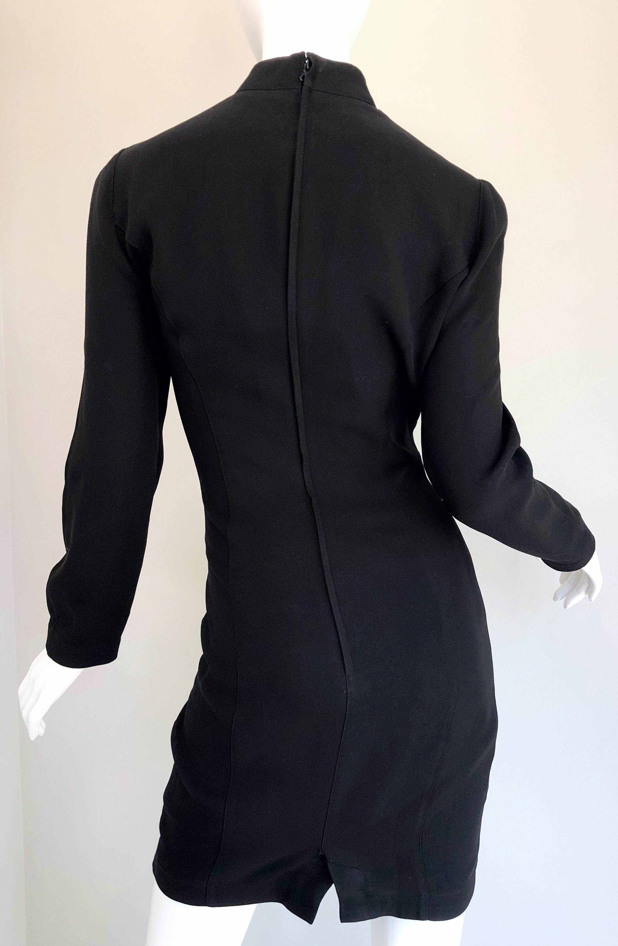 Iconic Vintage Thierry Mugler 80s Bondage Inspired Cut - Out Black 1980s Dress For Sale 4
