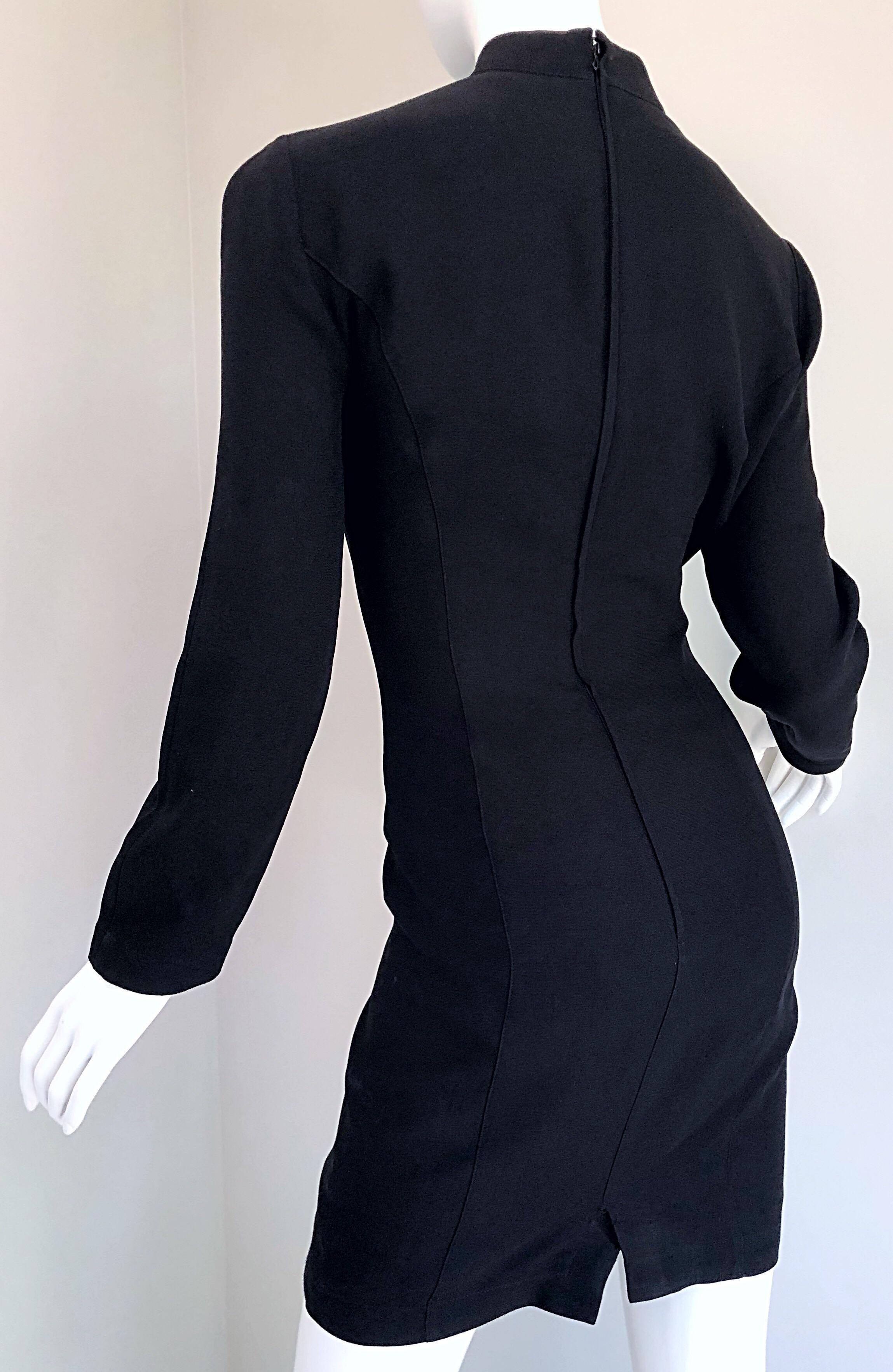 Iconic Vintage Thierry Mugler 80s Bondage Inspired Cut - Out Black 1980s Dress For Sale 6