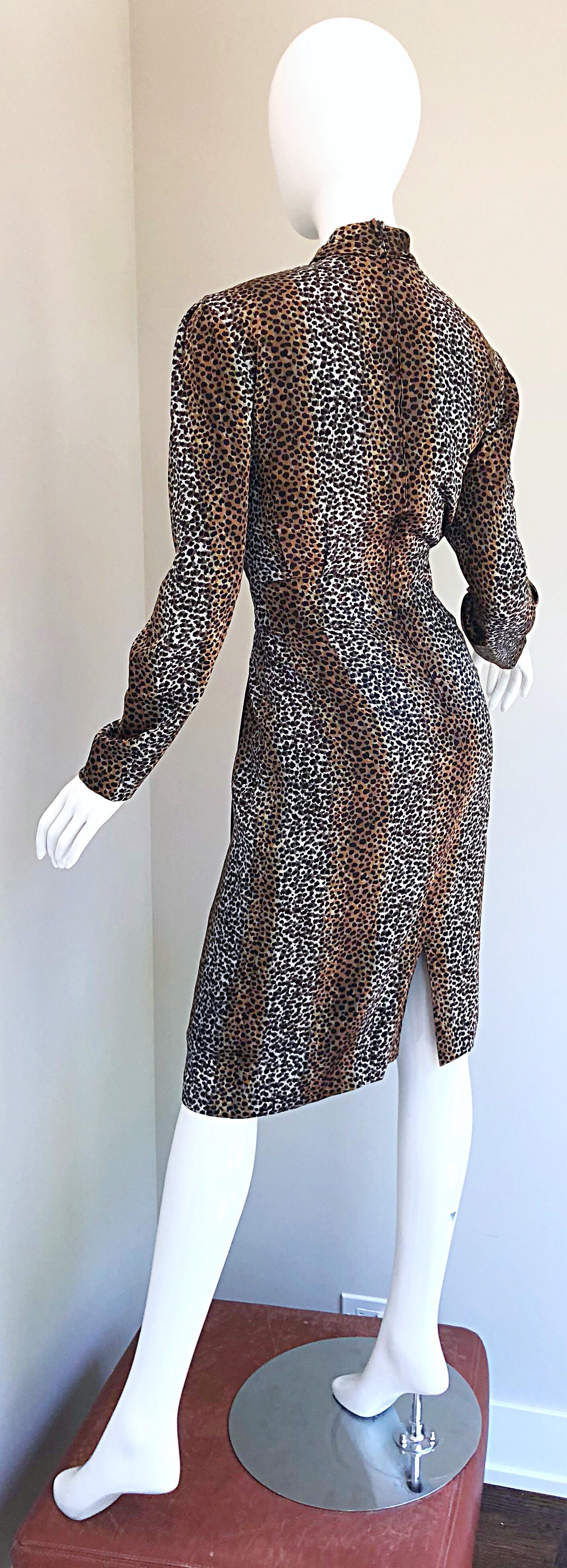 Vintage Louis Feraud Size 8 Leopard Print Ombre Silk Animal Print Dress 2