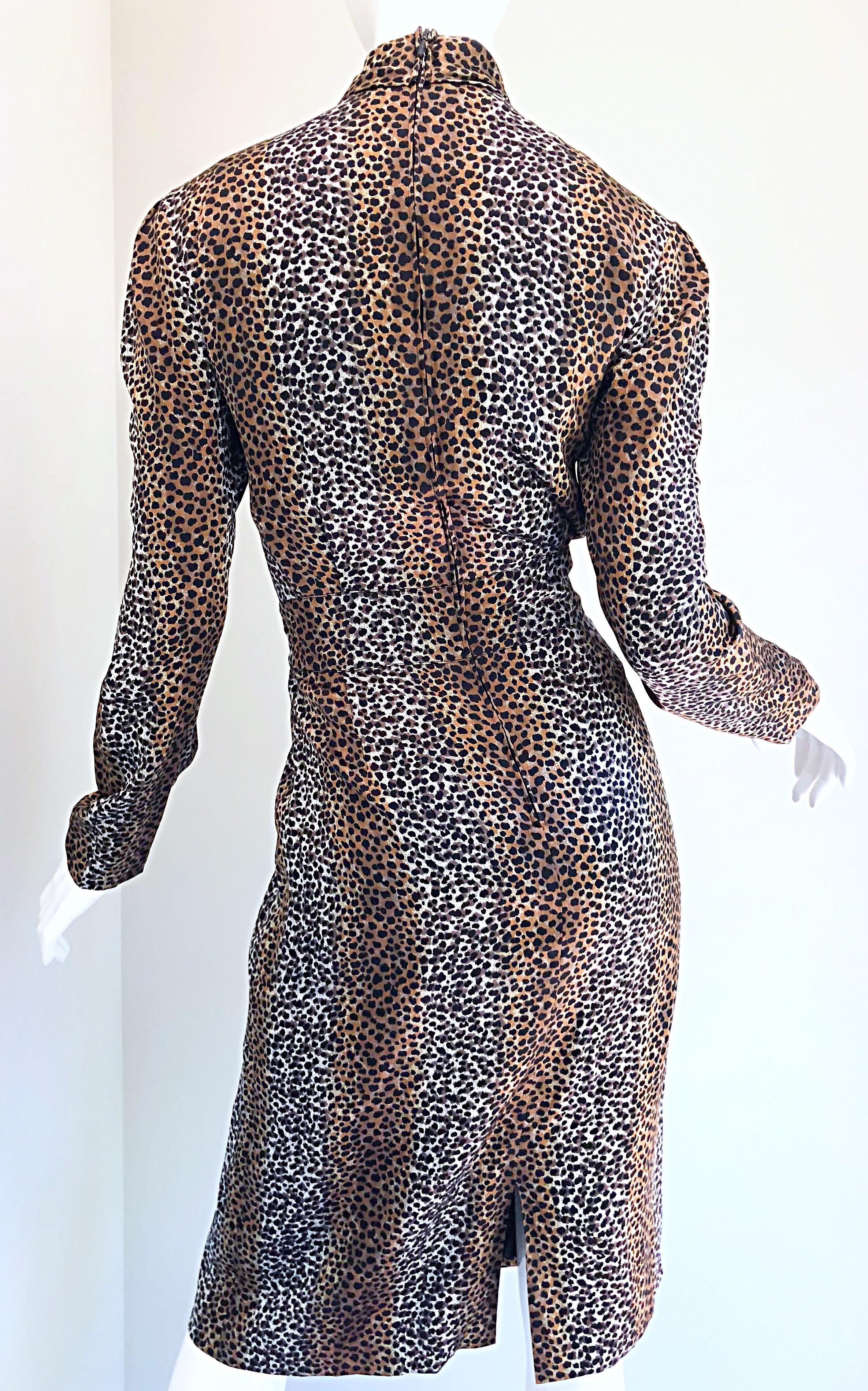 Vintage Louis Feraud Size 8 Leopard Print Ombre Silk Animal Print Dress 6