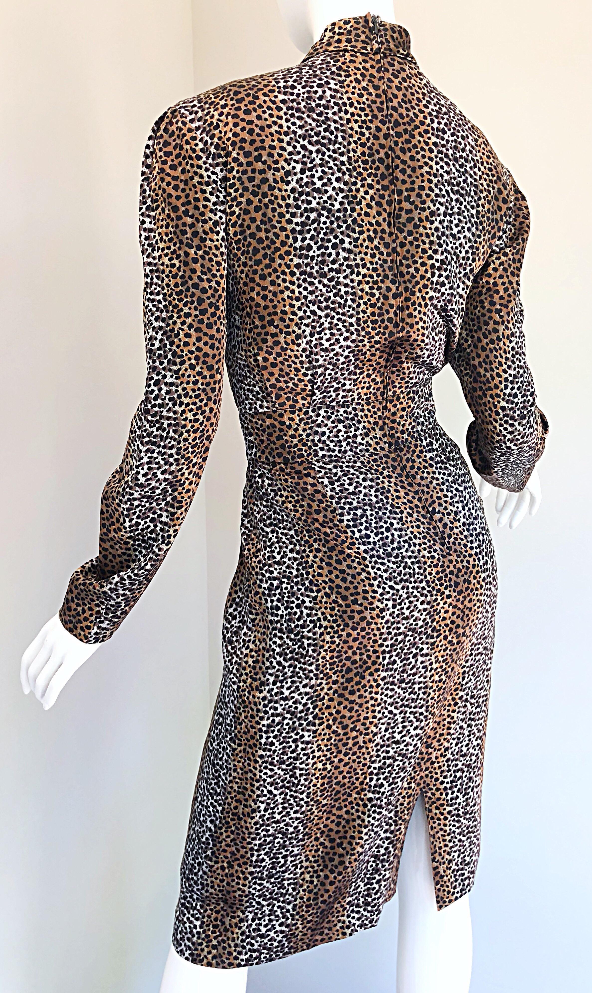 Vintage Louis Feraud Size 8 Leopard Print Ombre Silk Animal Print Dress 7