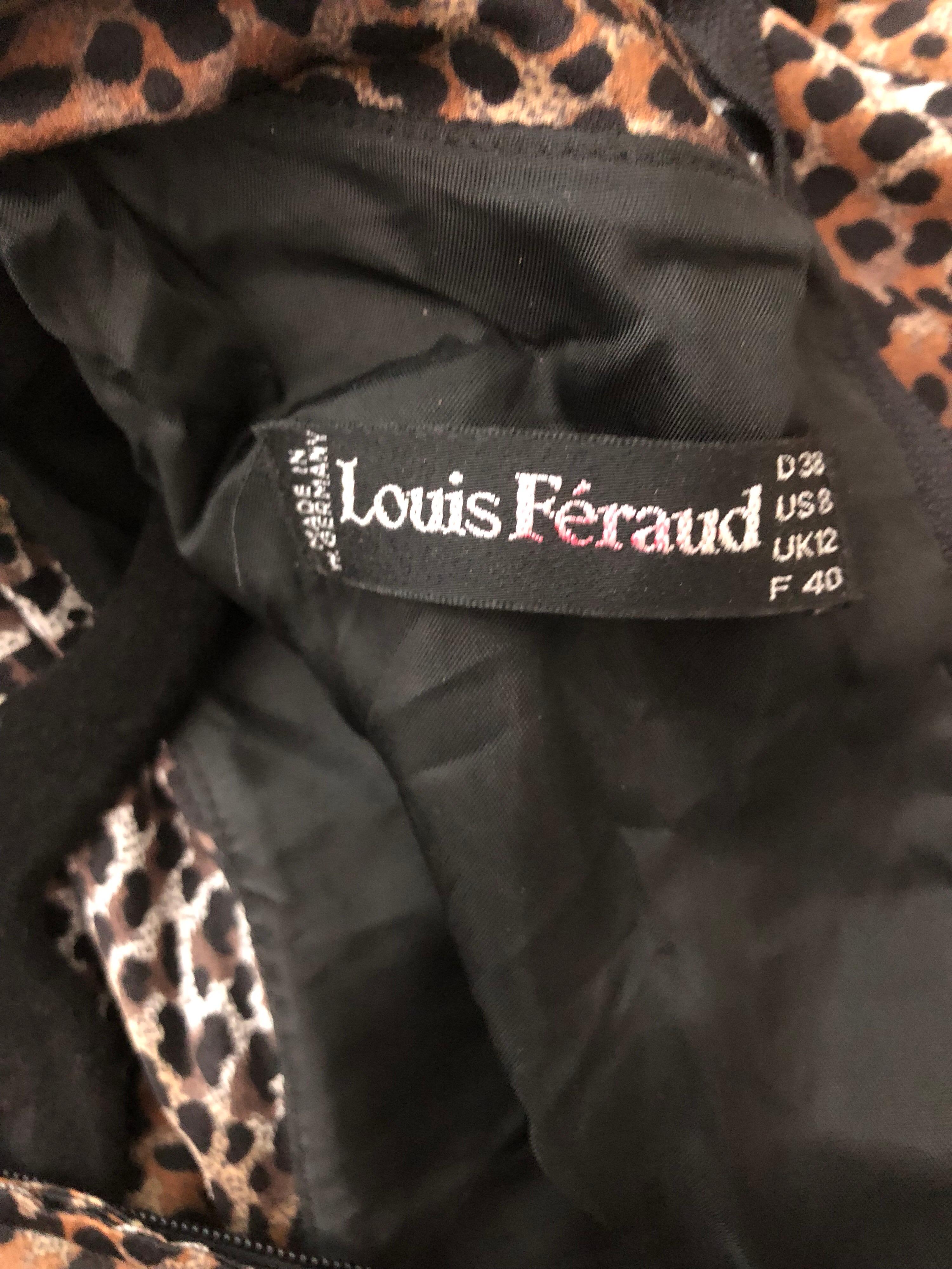 Vintage Louis Feraud Size 8 Leopard Print Ombre Silk Animal Print Dress 9