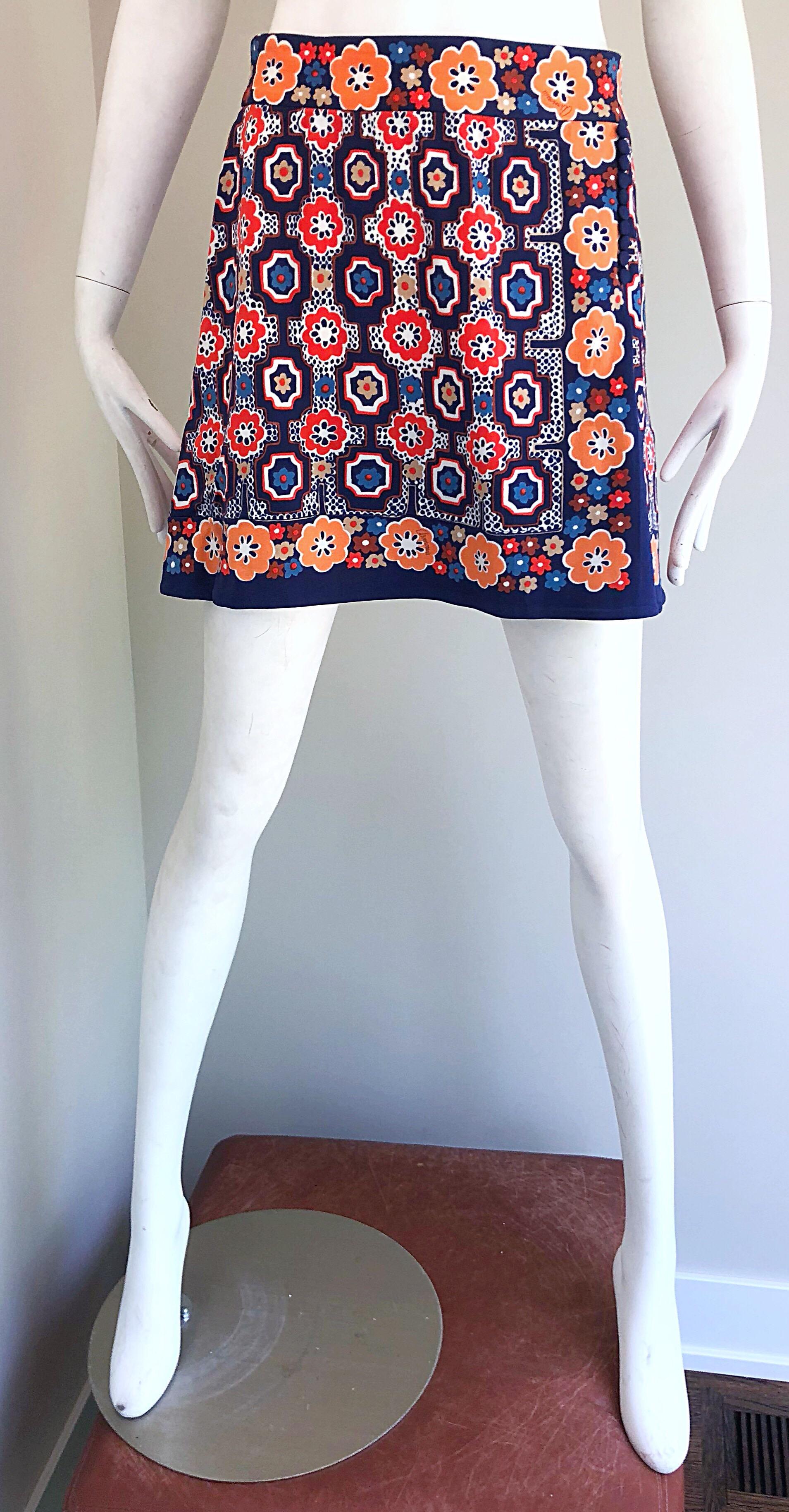 1960s Armonia Italian Jersey Bell Sleeve Vintage 60s Mod Tunic + Mini Skirt In Excellent Condition In San Diego, CA