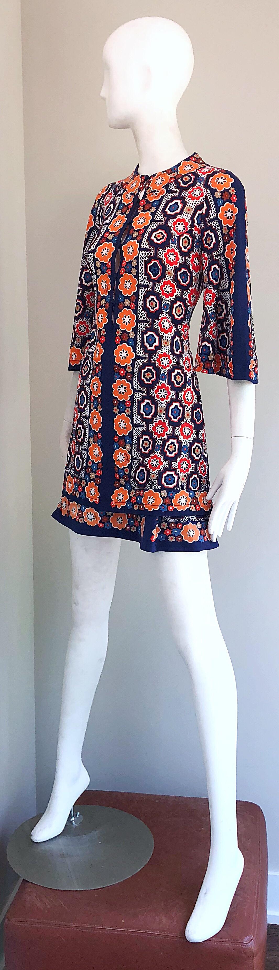 1960s Armonia Italian Jersey Bell Sleeve Vintage 60s Mod Tunic + Mini Skirt 8