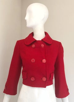 1950s Roth - Le Cover Lipstick.  Red Double Breasted Cropped 50s Vintage Jacket