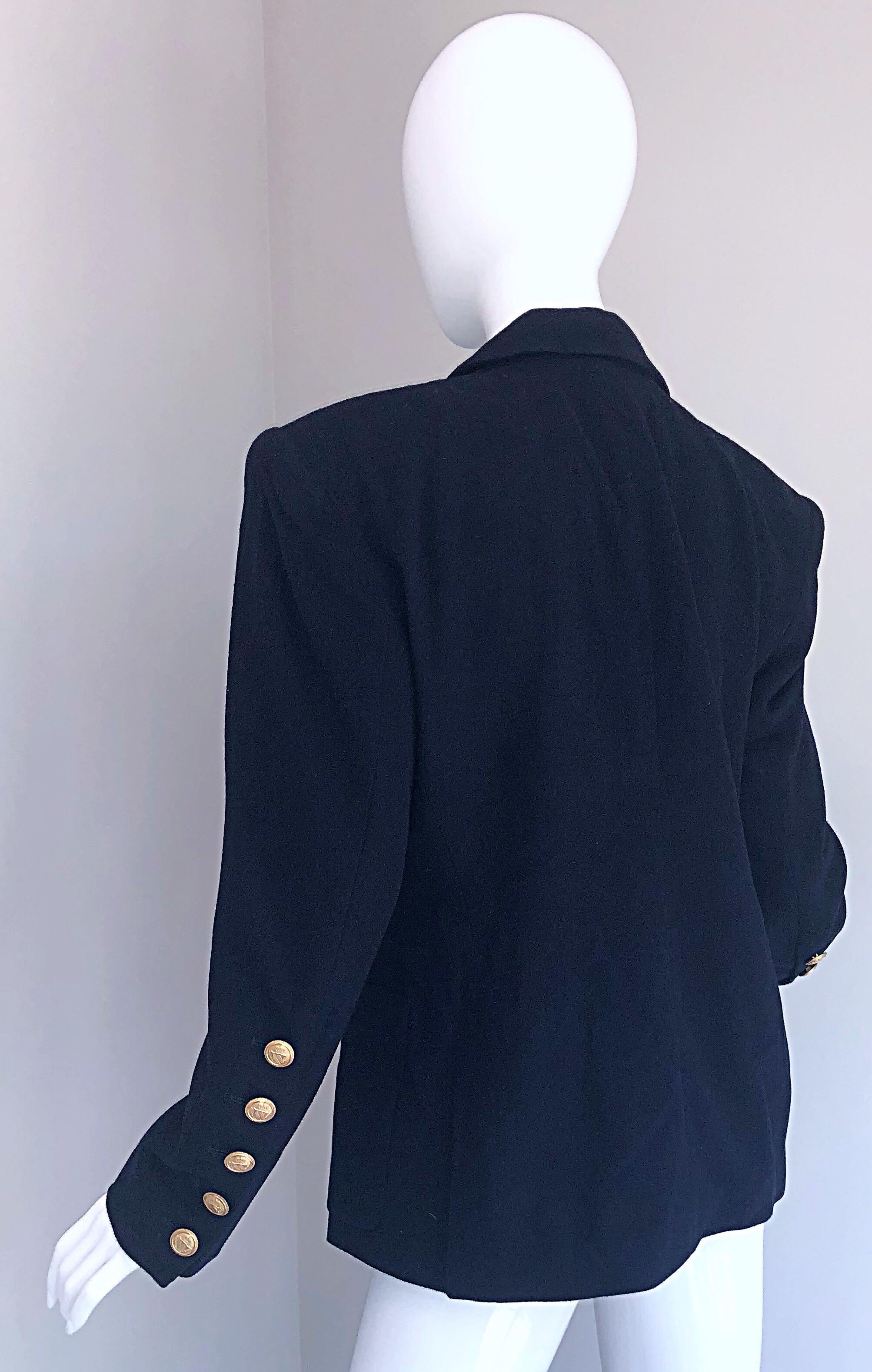 Chic Vintage Escada by Margaretha Ley Navy Blue Double Breasted Blazer Jacket 2