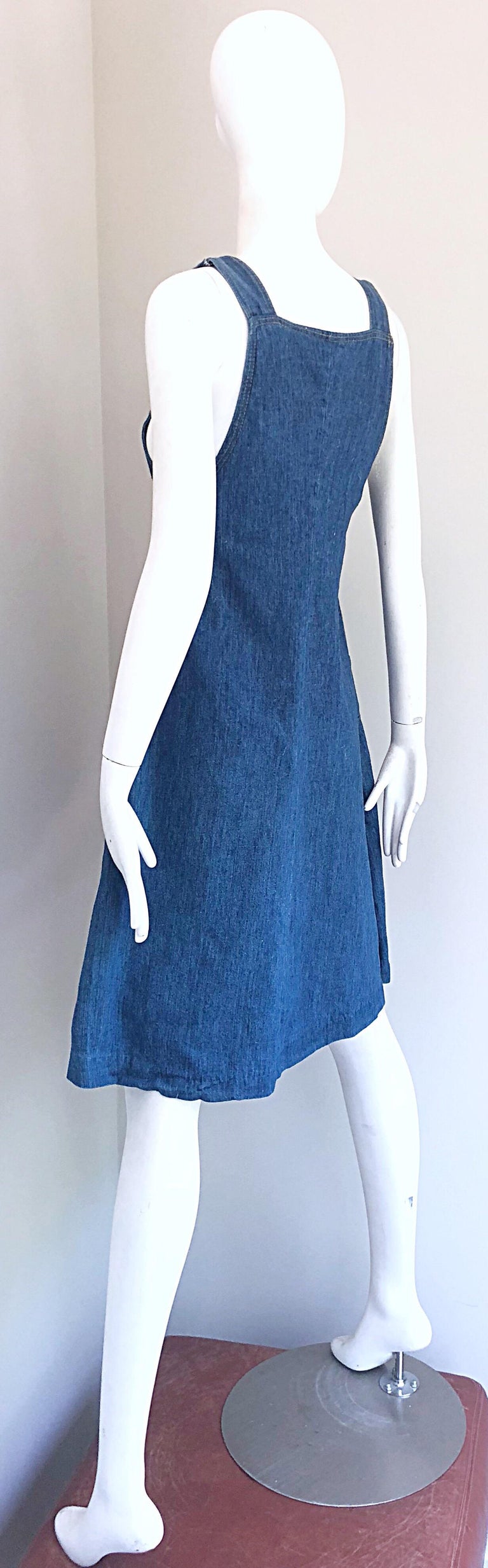 Rare Early 1970s The Gap Blue Jean Denim Vintage 70s Overalls Dress at  1stDibs | 70s denim dress, 70s overall dress, blue jean overall dress