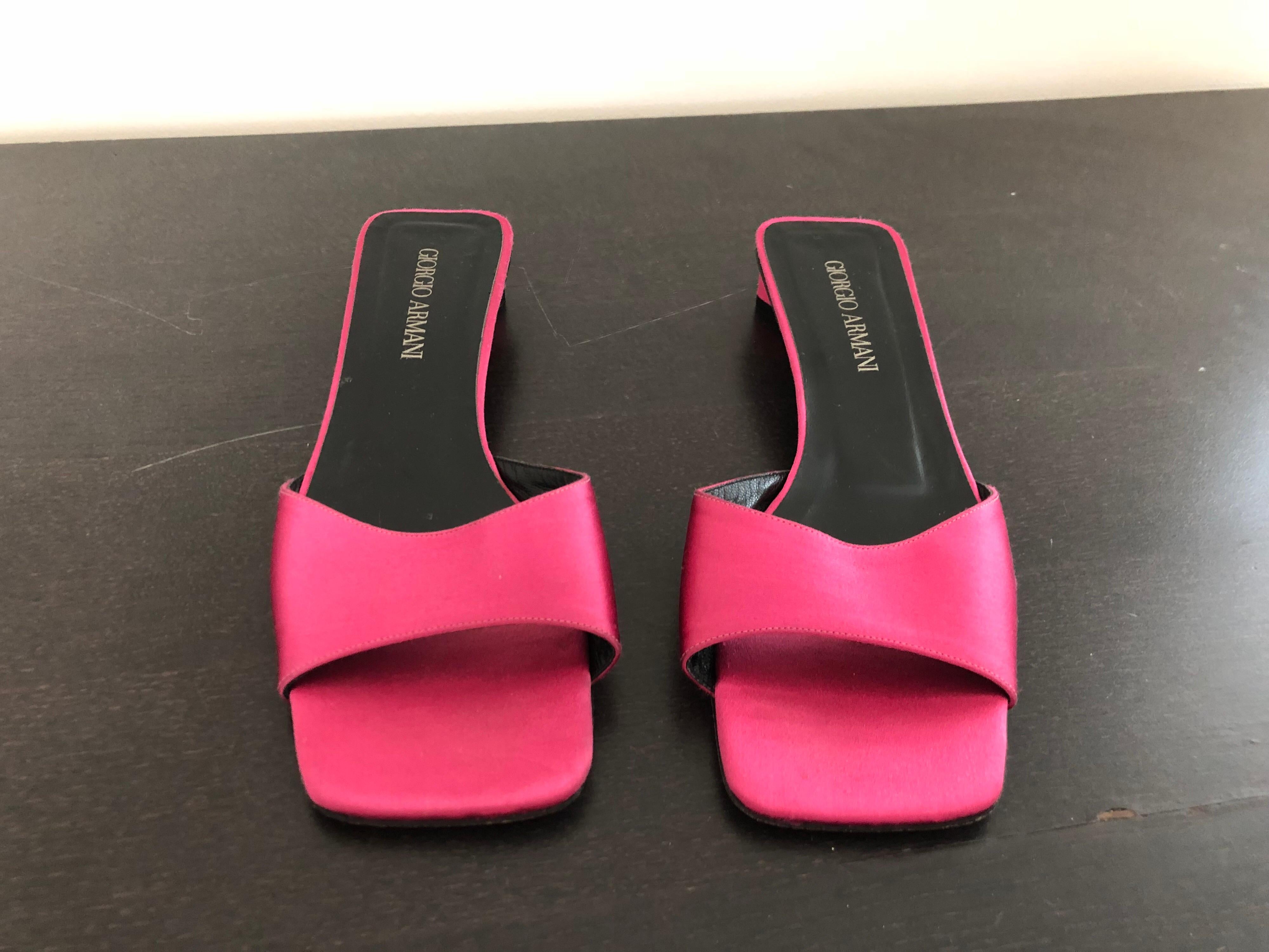 hot pink low heel sandals
