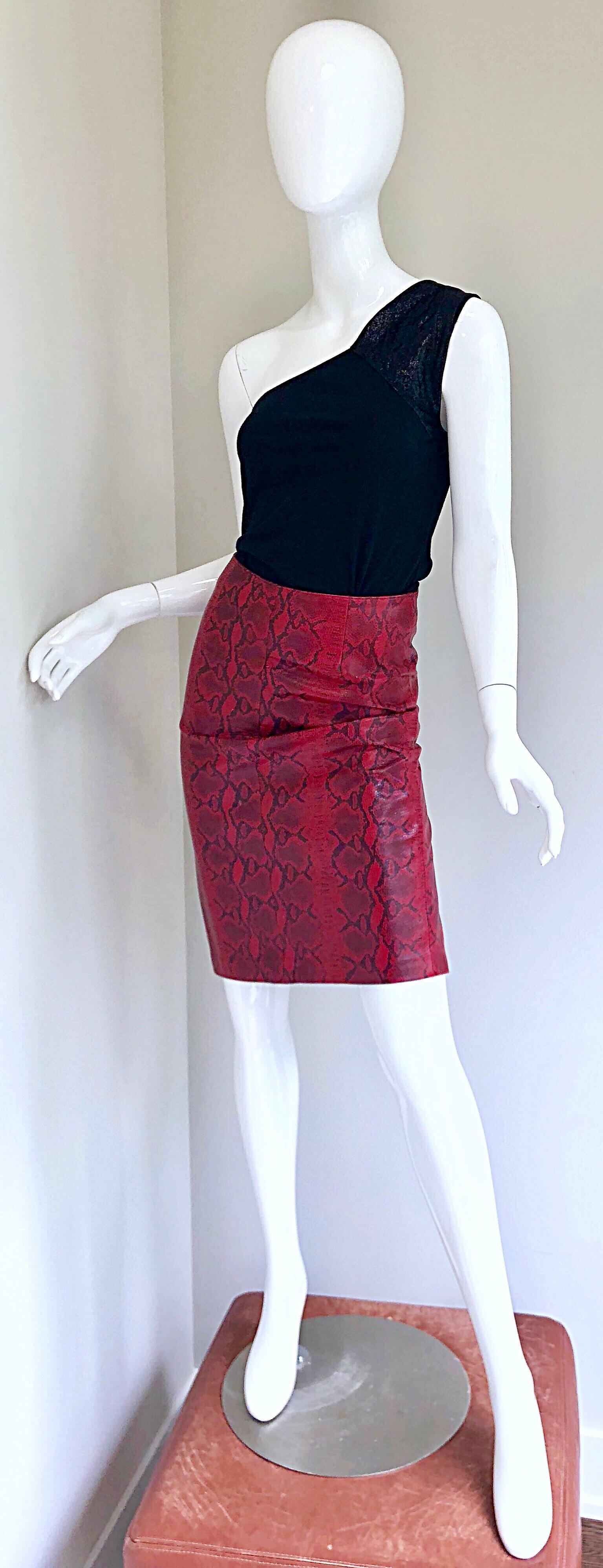 red snake skin skirt