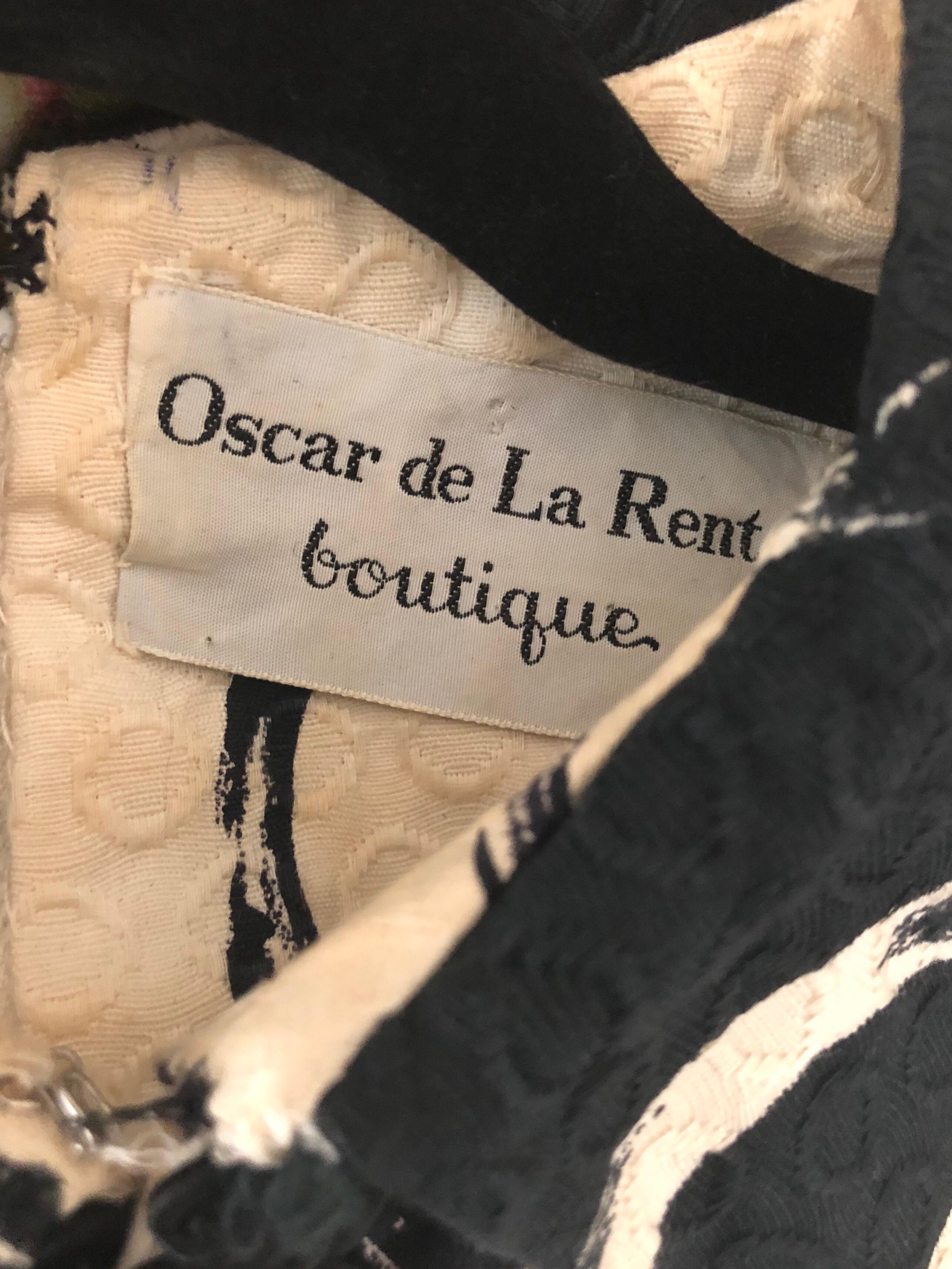 Oscar de la Renta 1960s Black and White Pique Cotton Beaded 60s A - Line Dress 6