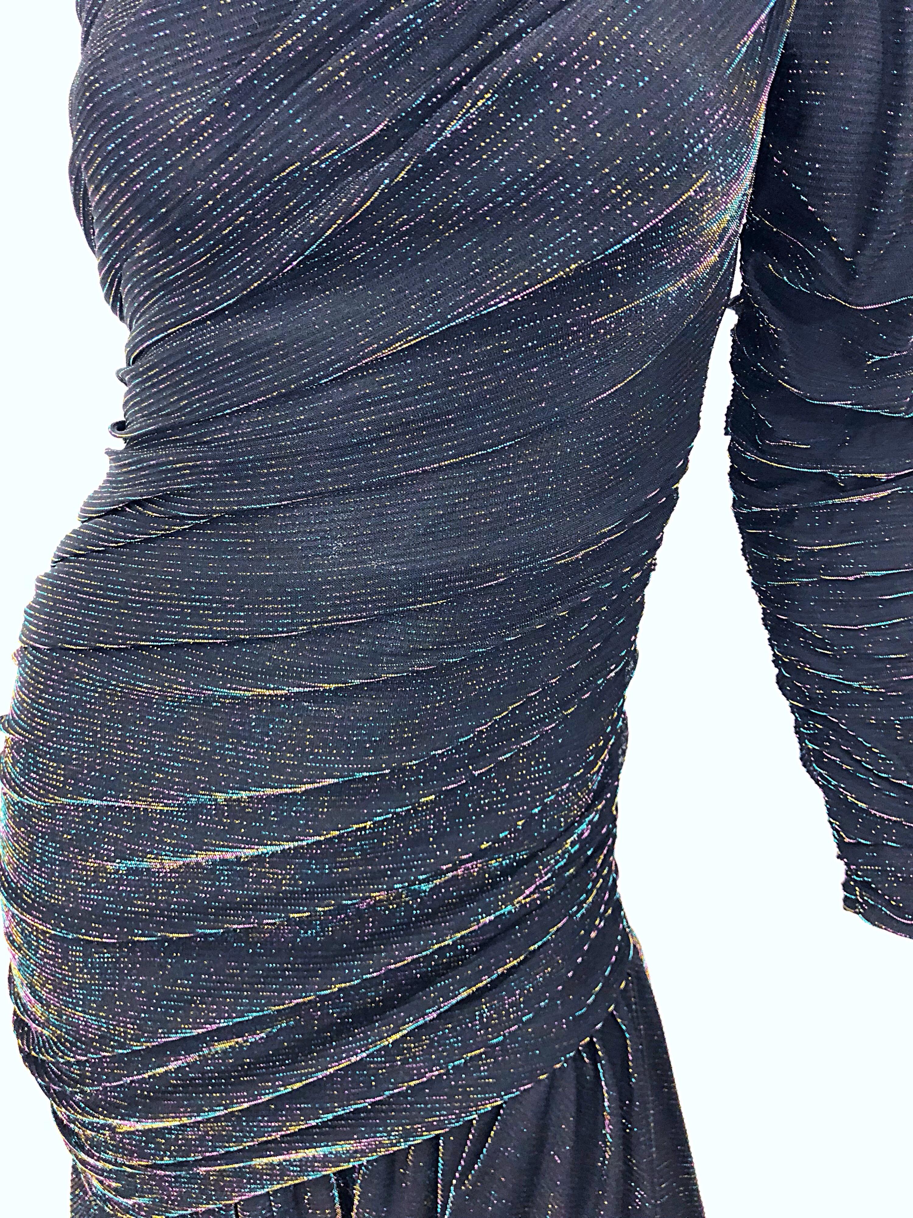 one shoulder 80s dress