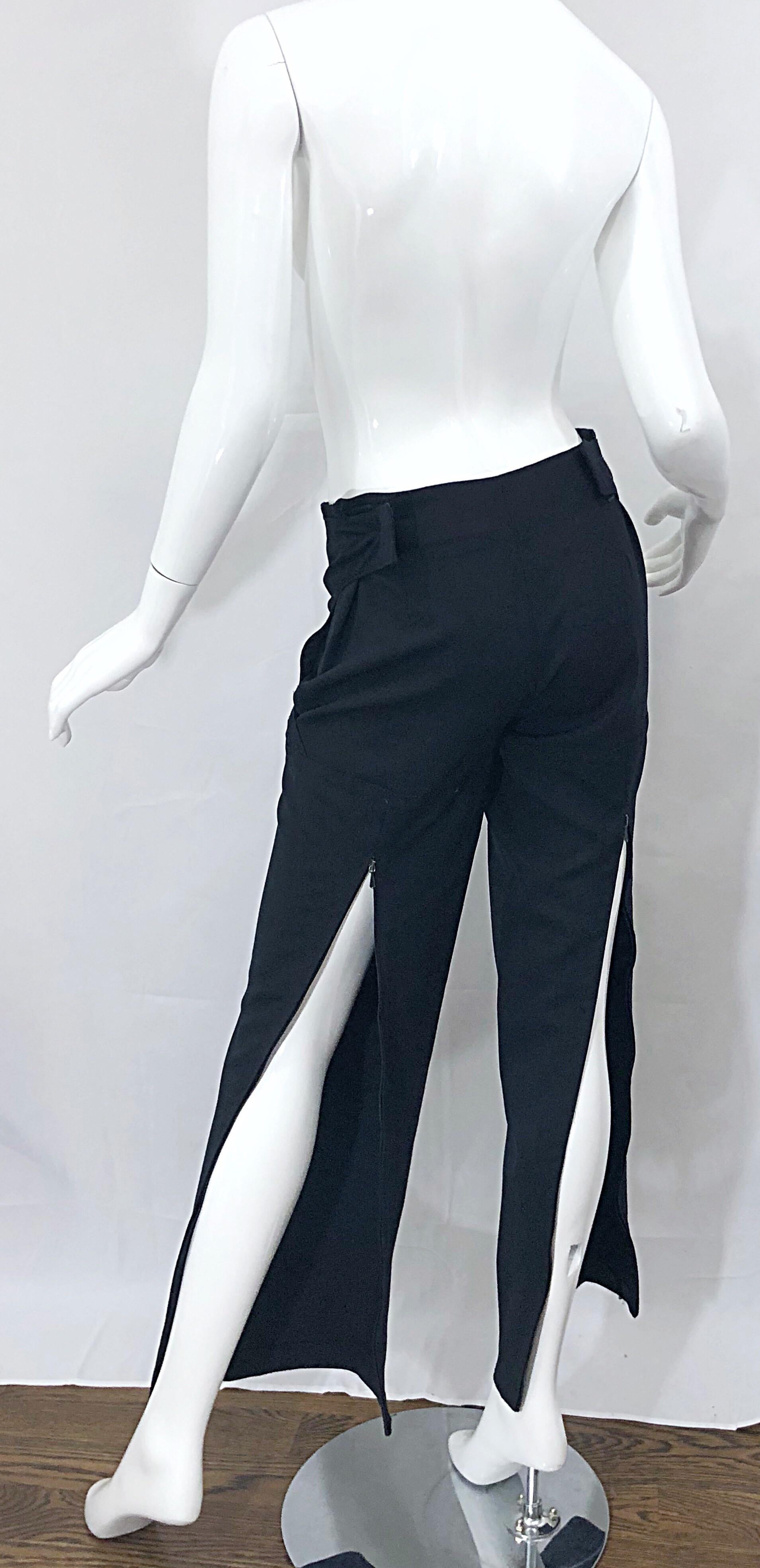 Dirk Bikkembergs Size 44 Rare Zip Up Black Wool Blend High Waisted Trousers For Sale 2