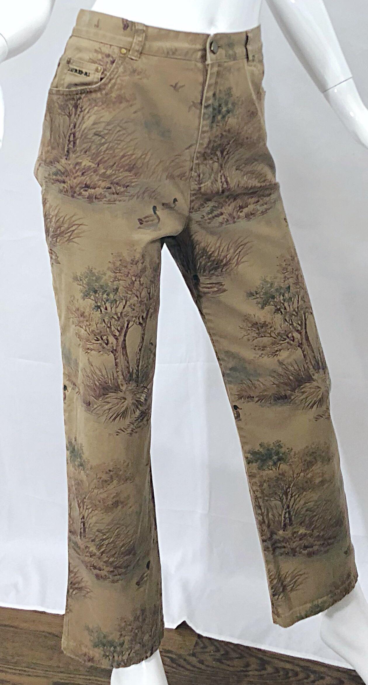 Size 14 1990s Ralph Lauren Camouflage Rare High Waisted Slim 90s Trousers Pants 3