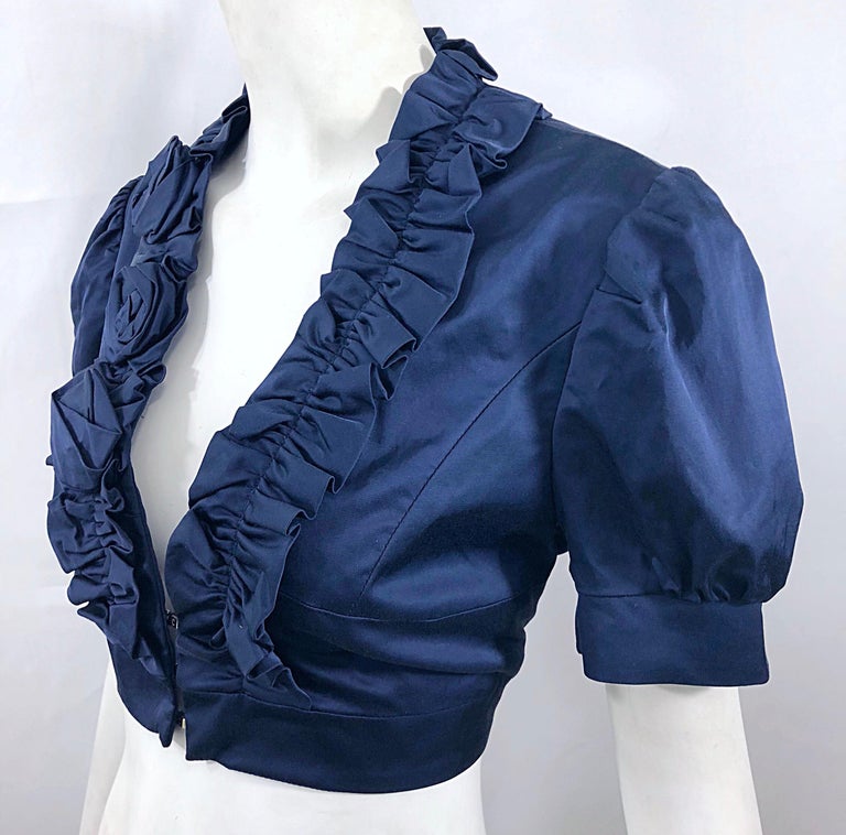 Navy Mesh Bolero 3/4 Sleeve Jacket