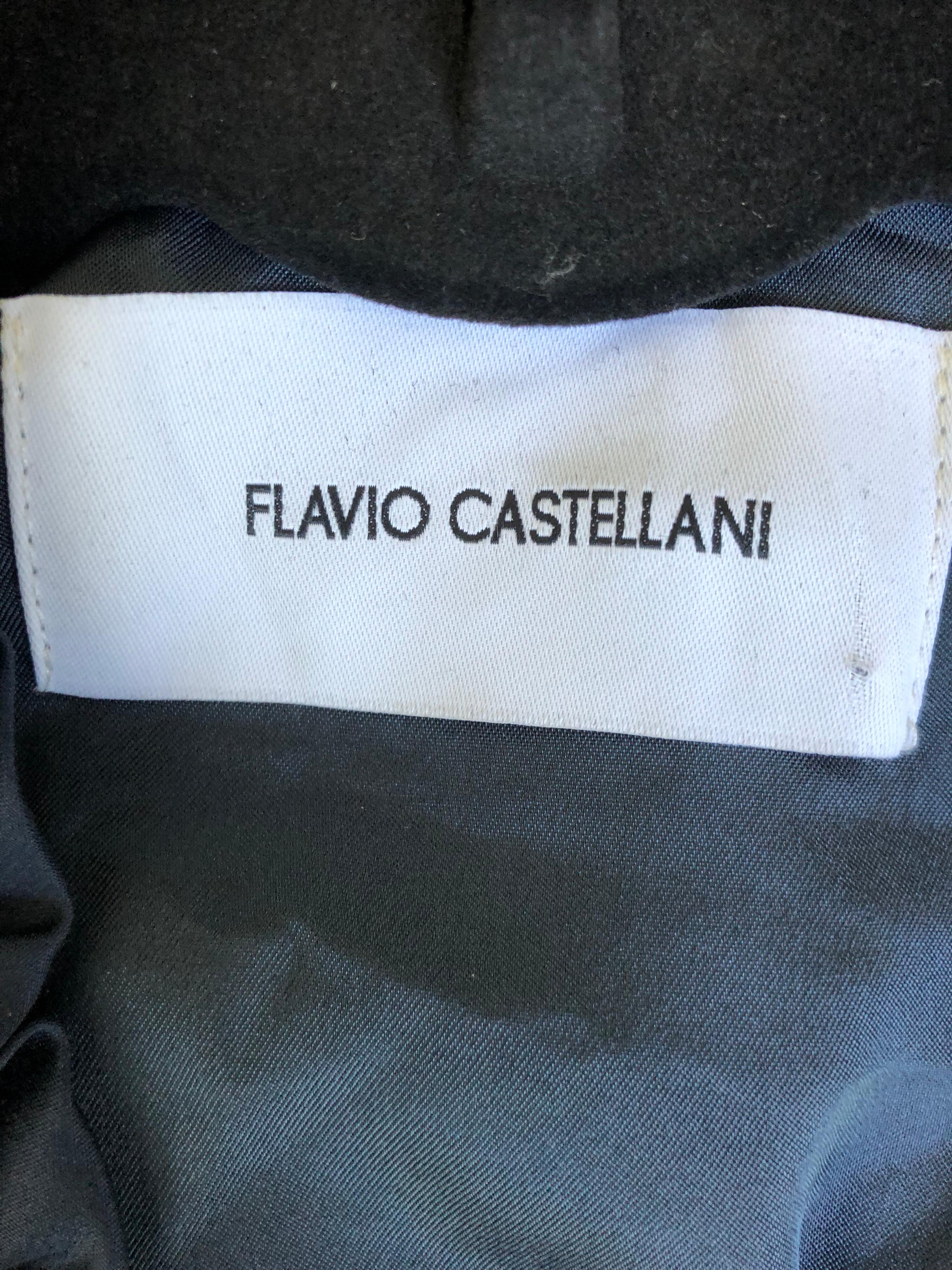 New Flavio Castellani Navy Blue Short Sleeve Rosette Cropped Bolero Jacket Top For Sale 7