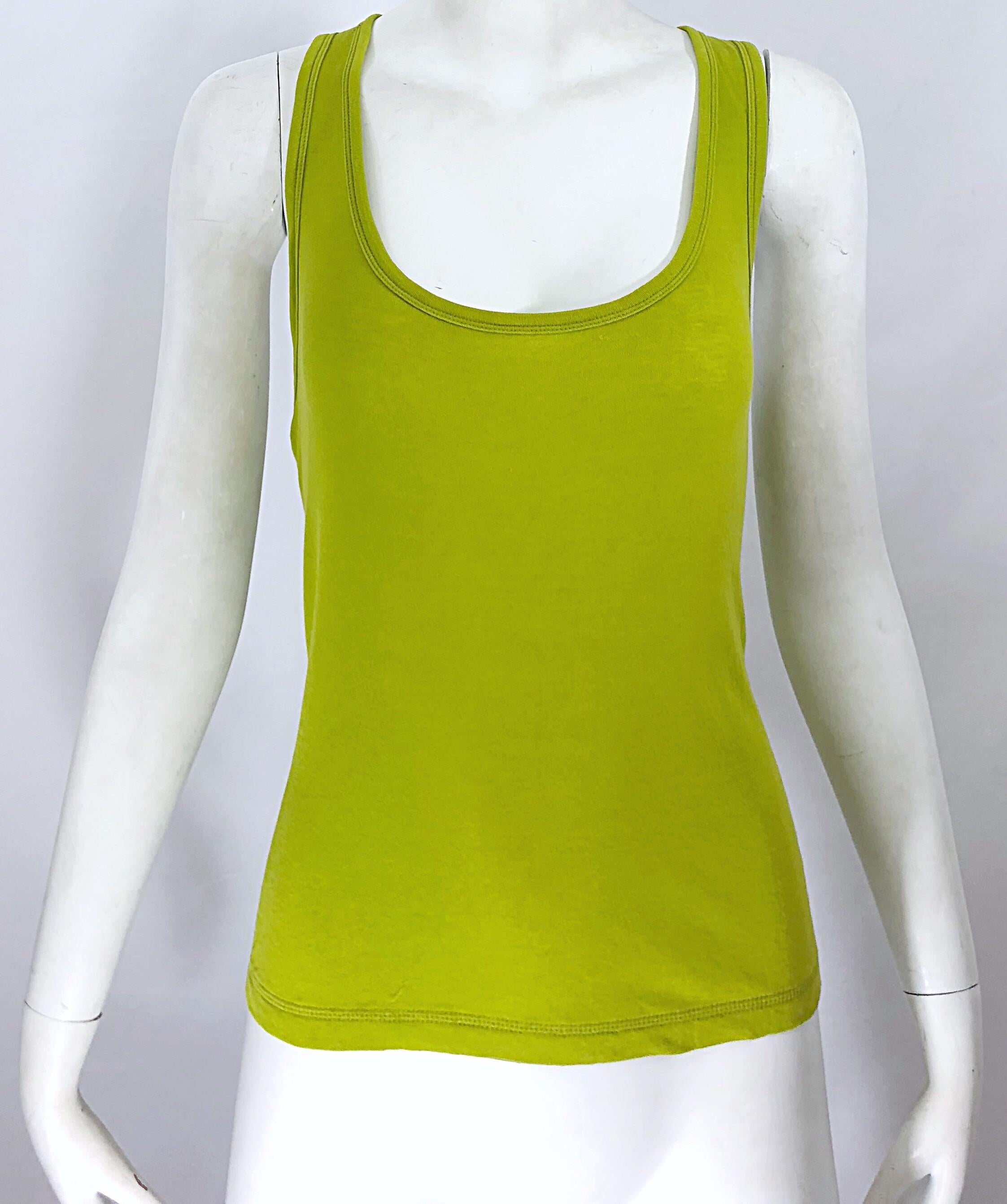 New Fall 2007 CHLOE chartreuse green racerback tank top! Label reads the whimsical color to be 