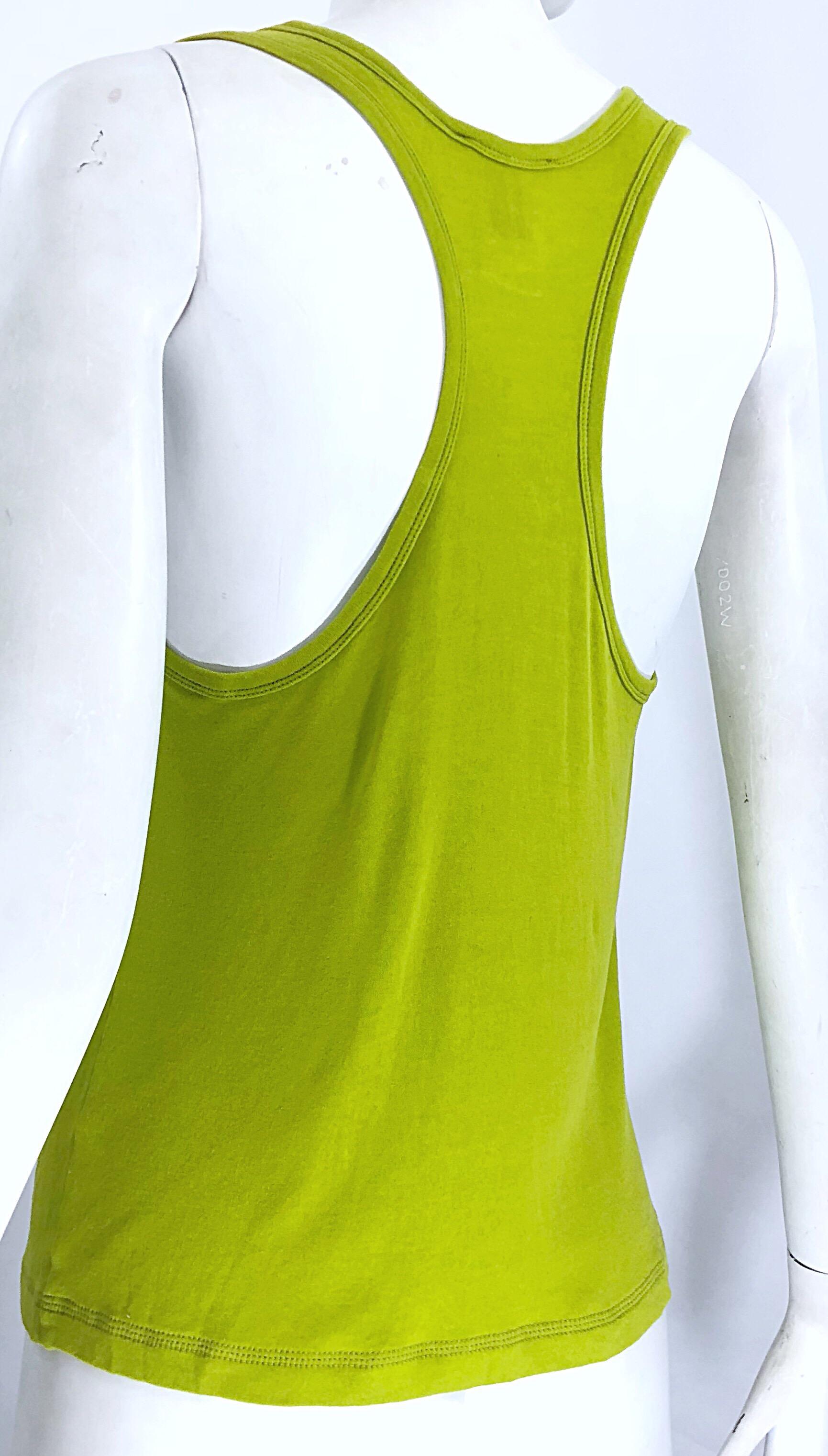 Chloé - Chemise débardeur sans manches chartreuse à dos de course Mushy Peas, automne 2007, état neuf en vente 4