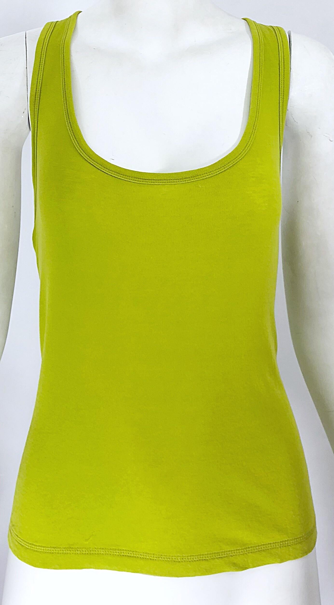 New Chloe Fall 2007 Mushy Peas Chartreuse Racerback Sleeveless Tank Top Shirt For Sale 2
