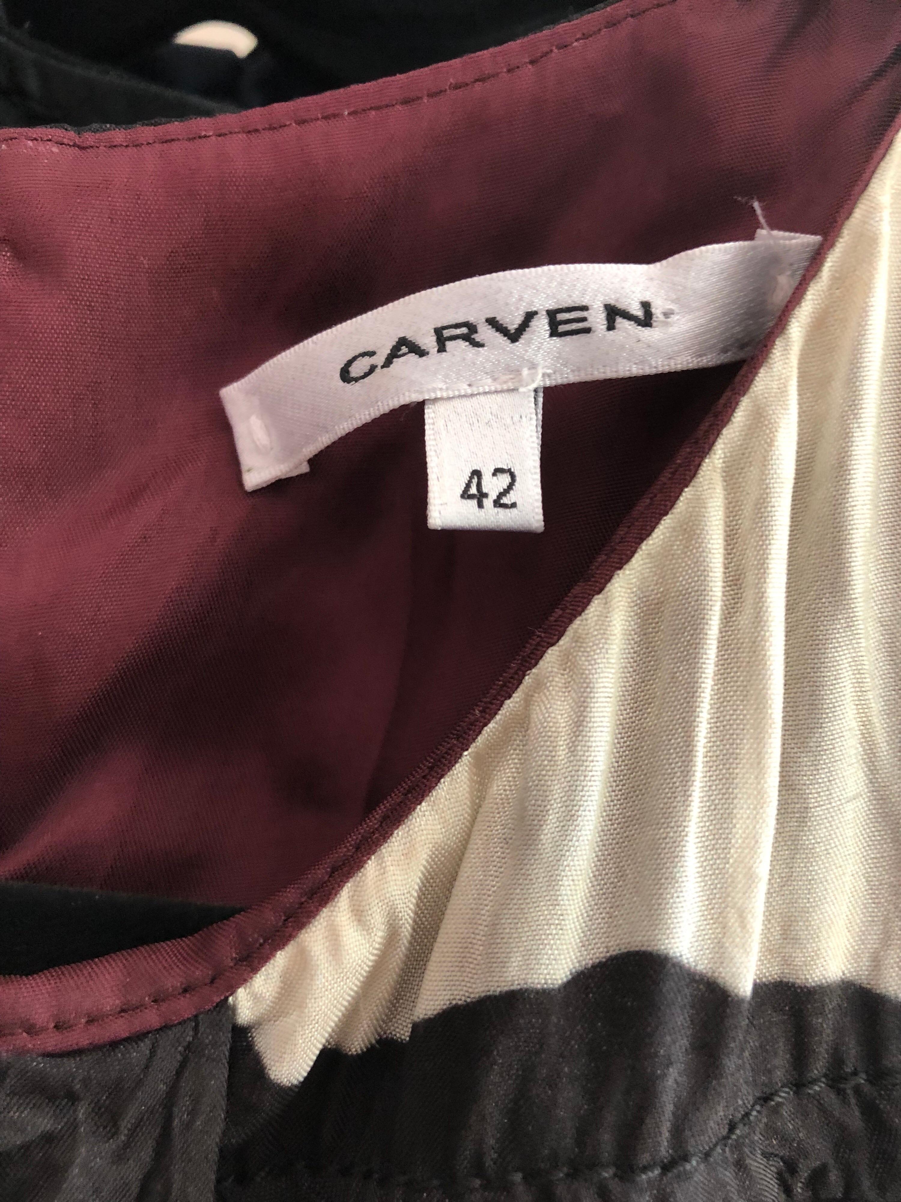 New Carven Fall 2009 Size 42 / 10 / 12 Burgundy Blue Black Abstract Mini Dress For Sale 9