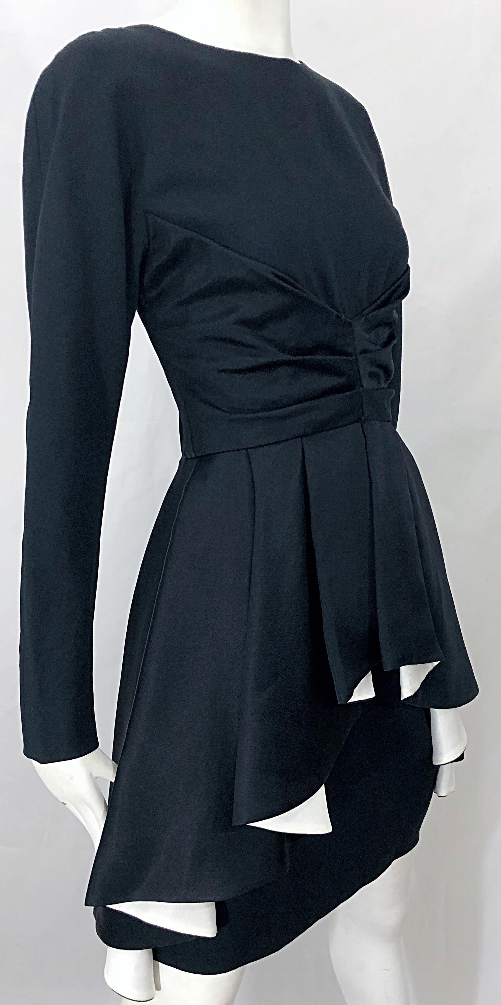 1990s Joan Raines Black and White Avant Garde Long Sleeve Vintage 90s Dress 4