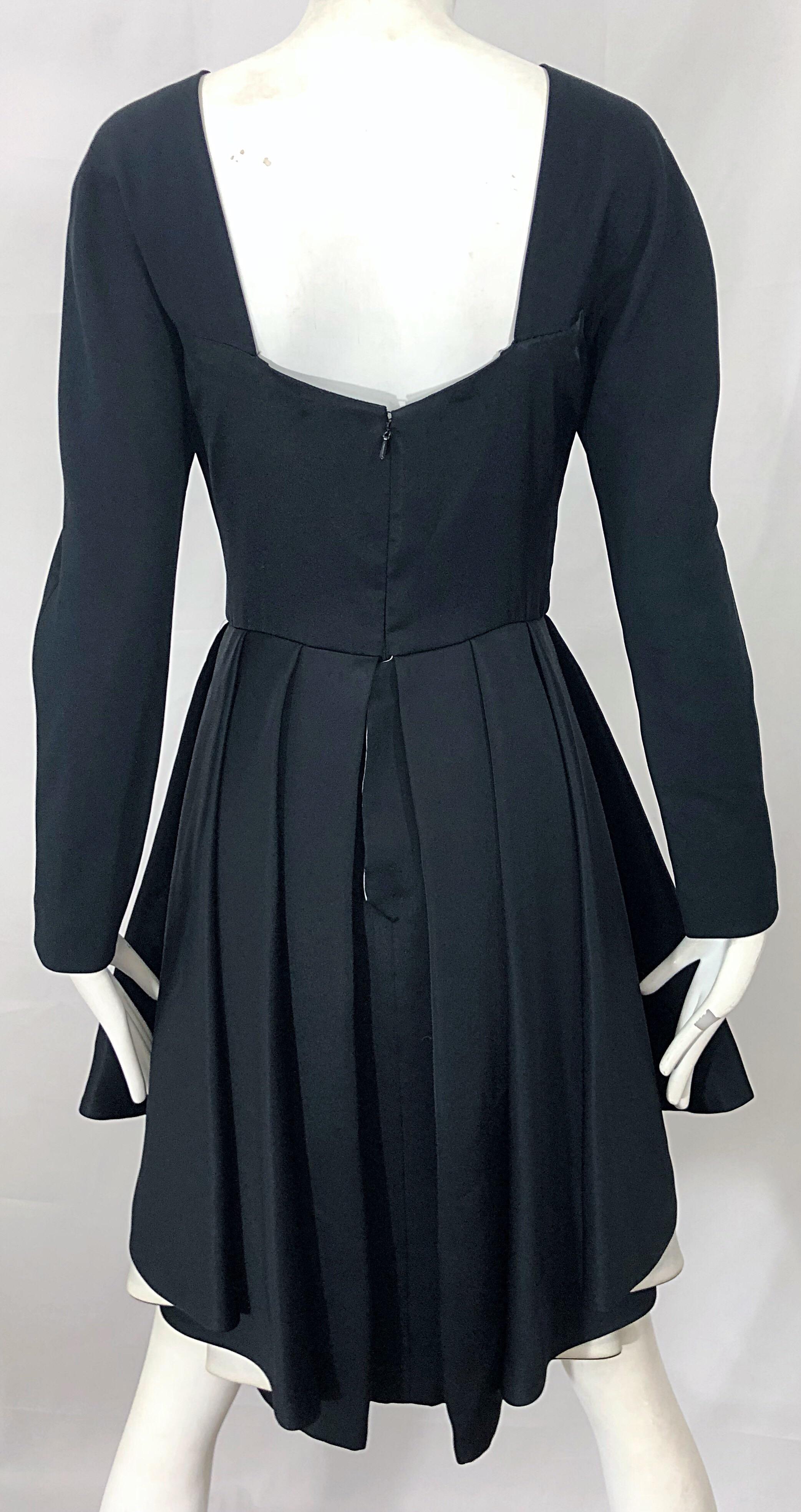 1990s Joan Raines Black and White Avant Garde Long Sleeve Vintage 90s Dress 5