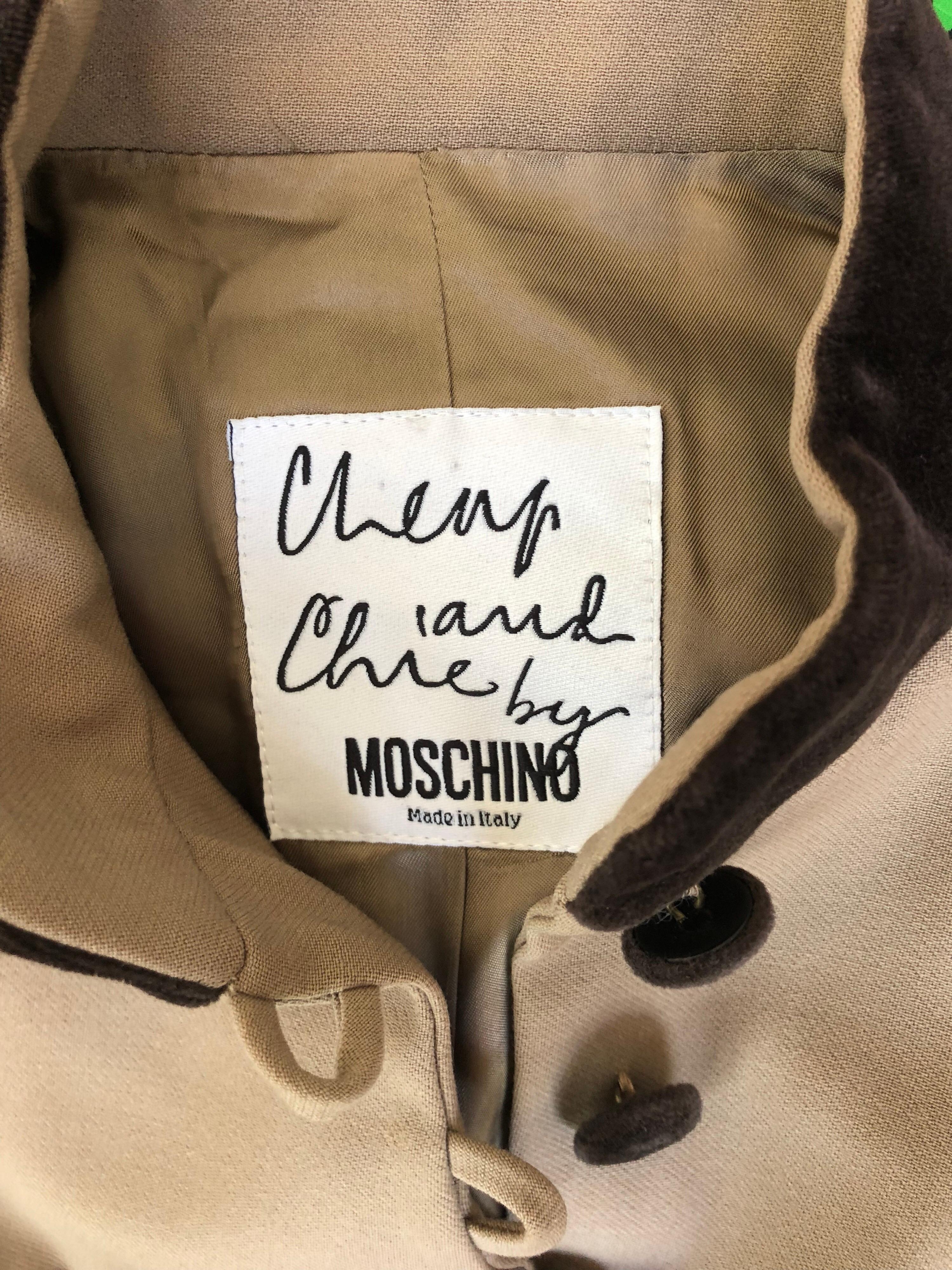 1990s Moschino Cheap & Chic Sz 8 Tan Brown Military Band Inspired Vintage Jacket For Sale 3