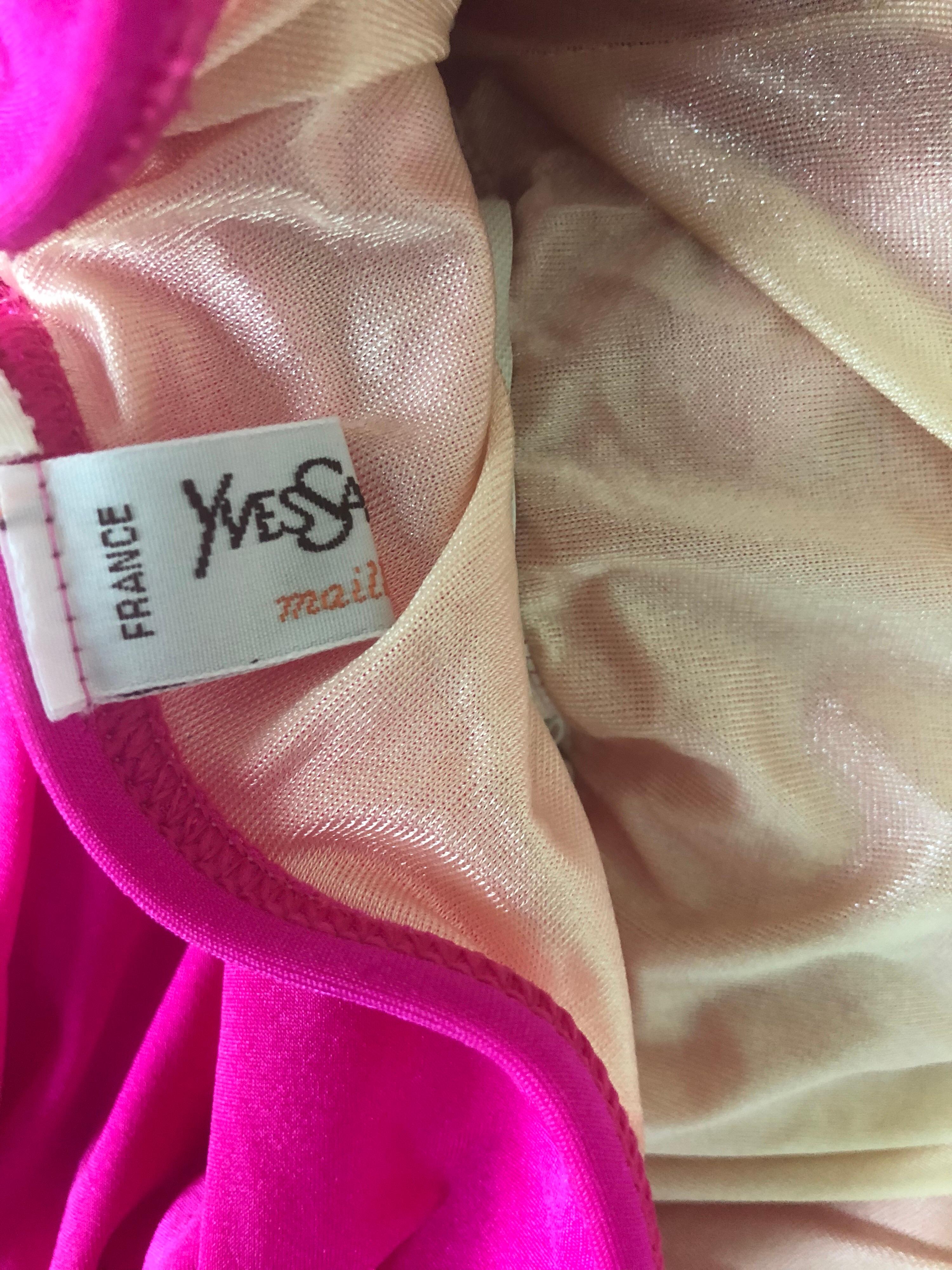 Yves Saint Laurent Größe 12 / 14 Vintage Sexy Hot Pink + Schwarz Einteiliger Badeanzug in Rosa im Angebot 9