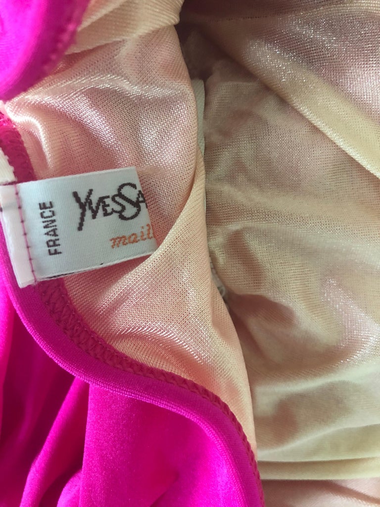 Sexy Vintage Yves Saint Laurent Size 12 / 14 Hot Pink + Black One Piece ...